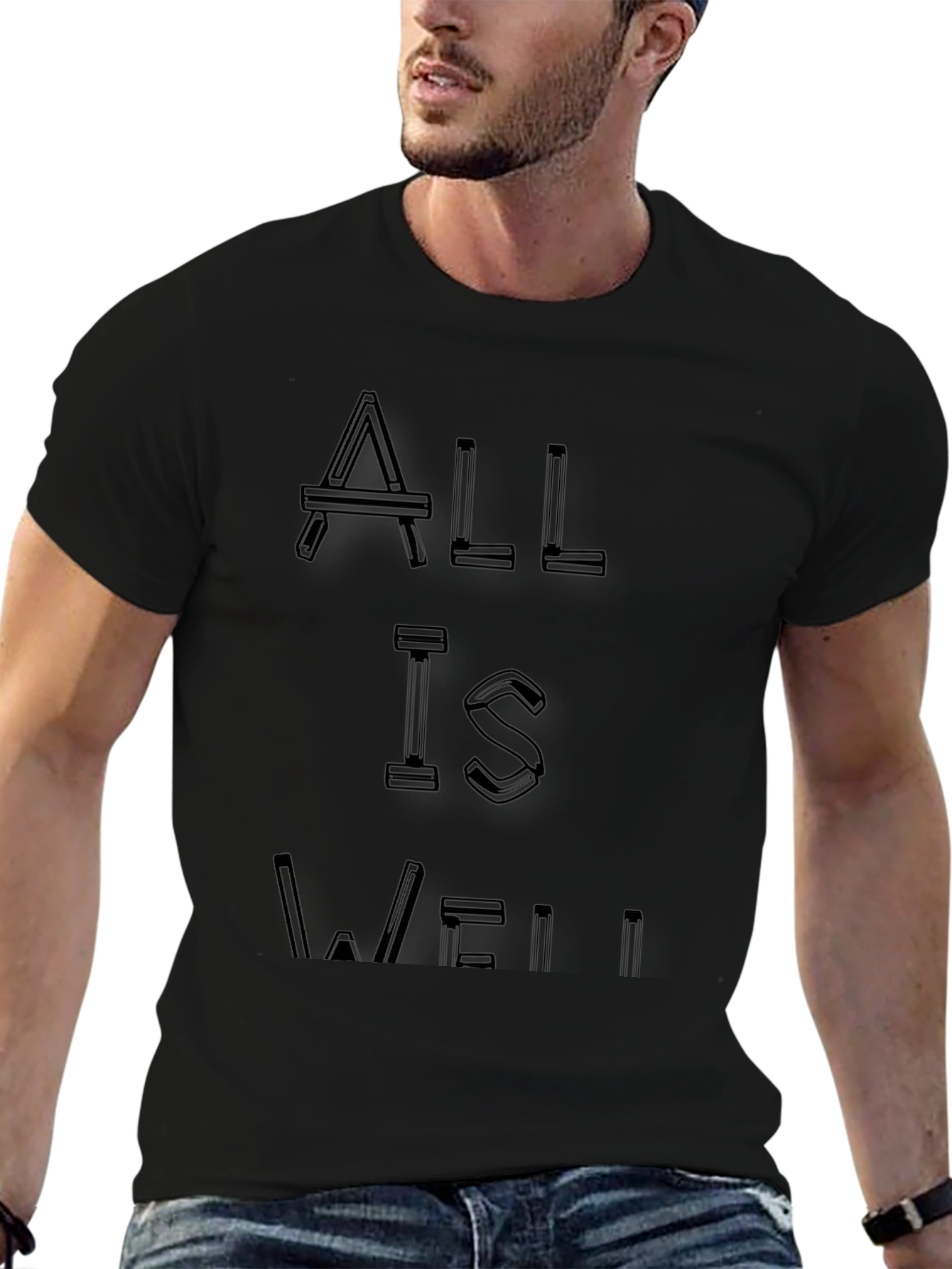 All is Well Black Graphic Tee