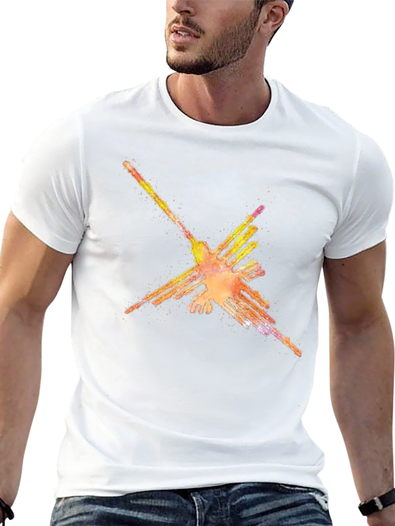 Nazca Lines Hummingbird Black T-Shirt