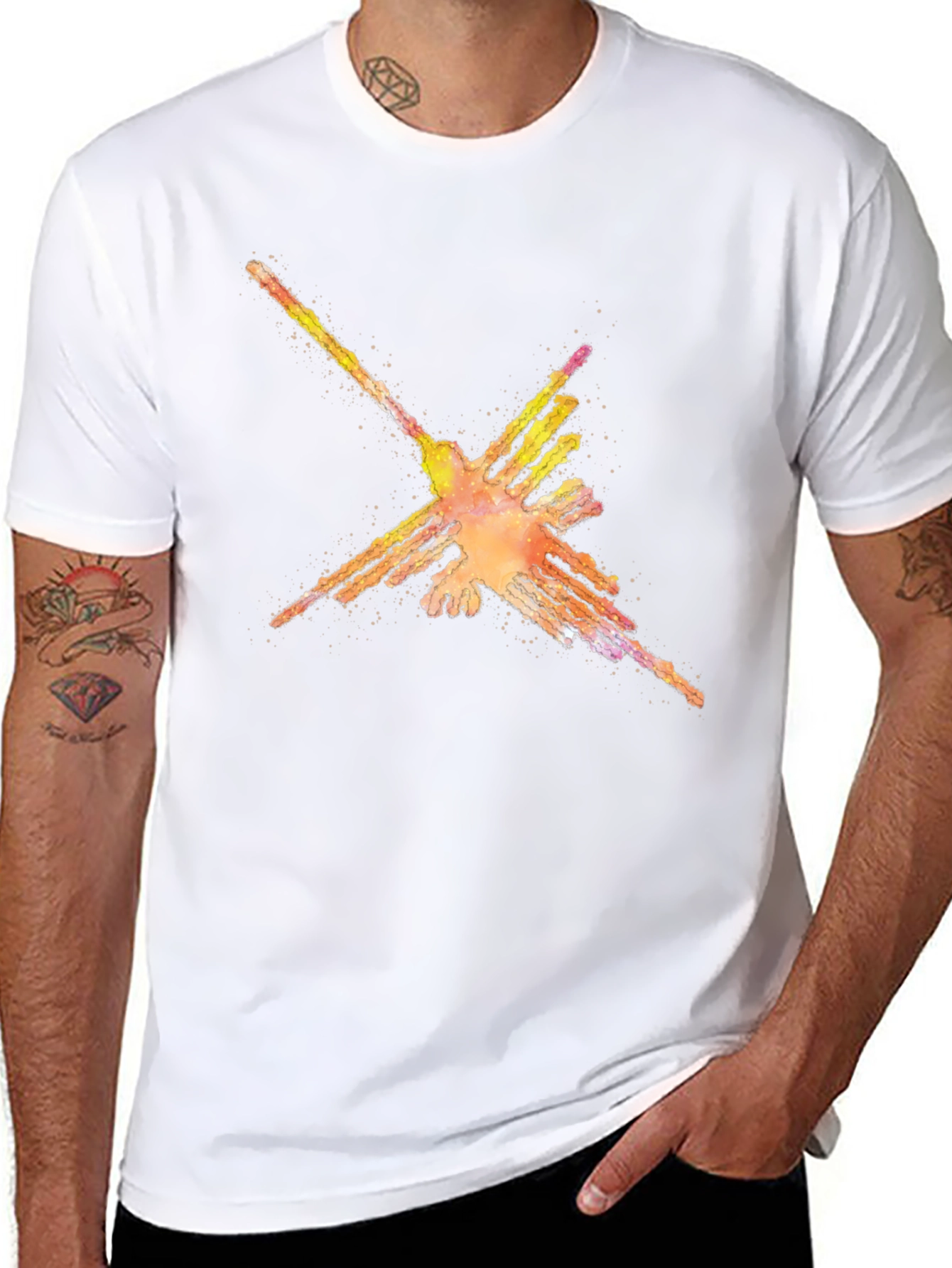 Nazca Lines Hummingbird Black T-Shirt
