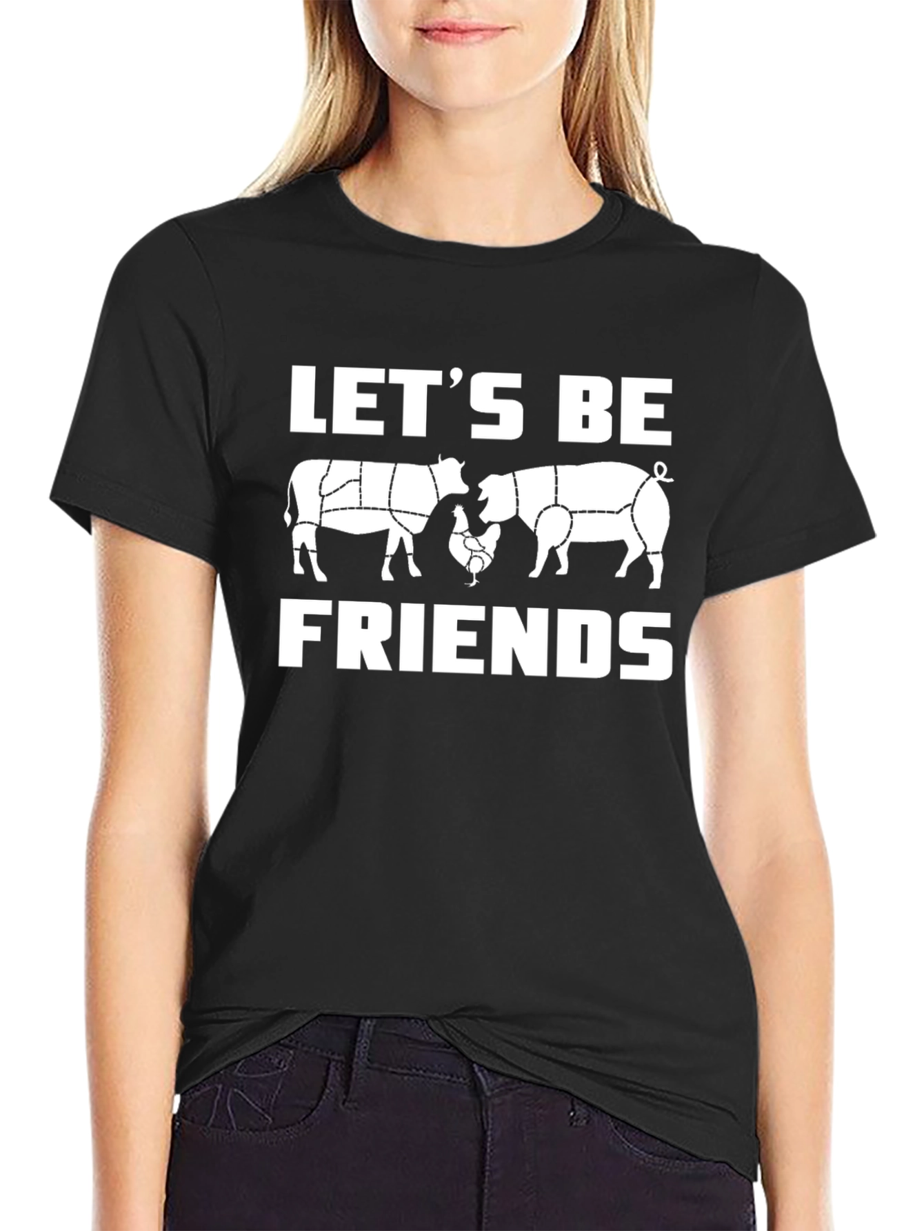 Lets Be Friends T-Shirt - Farm Animals Graphic Tee