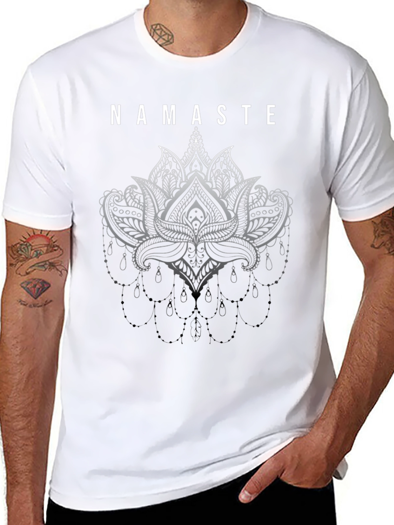Namaste Lotus Graphic Black T-Shirt