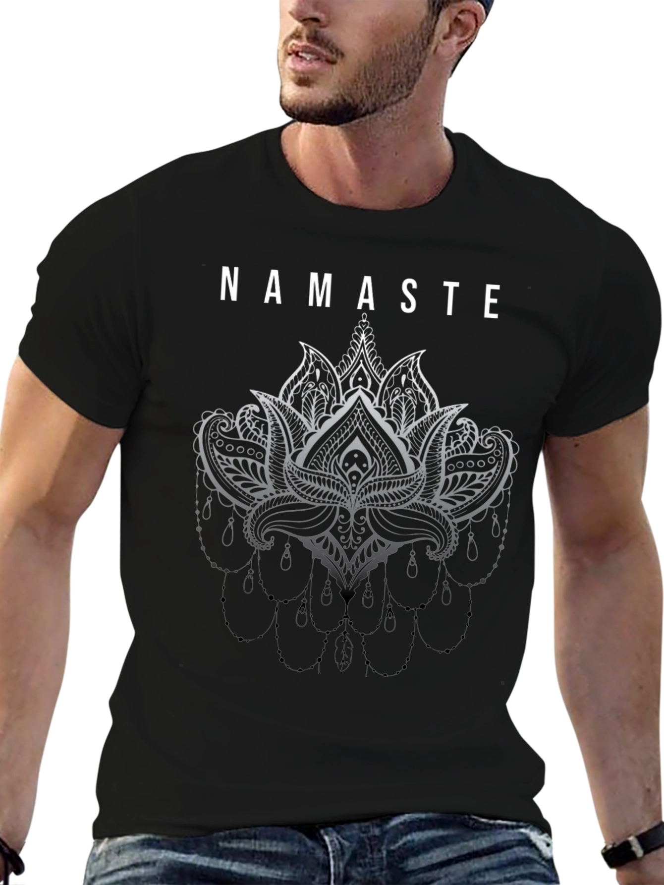 Namaste Lotus Graphic Black T-Shirt
