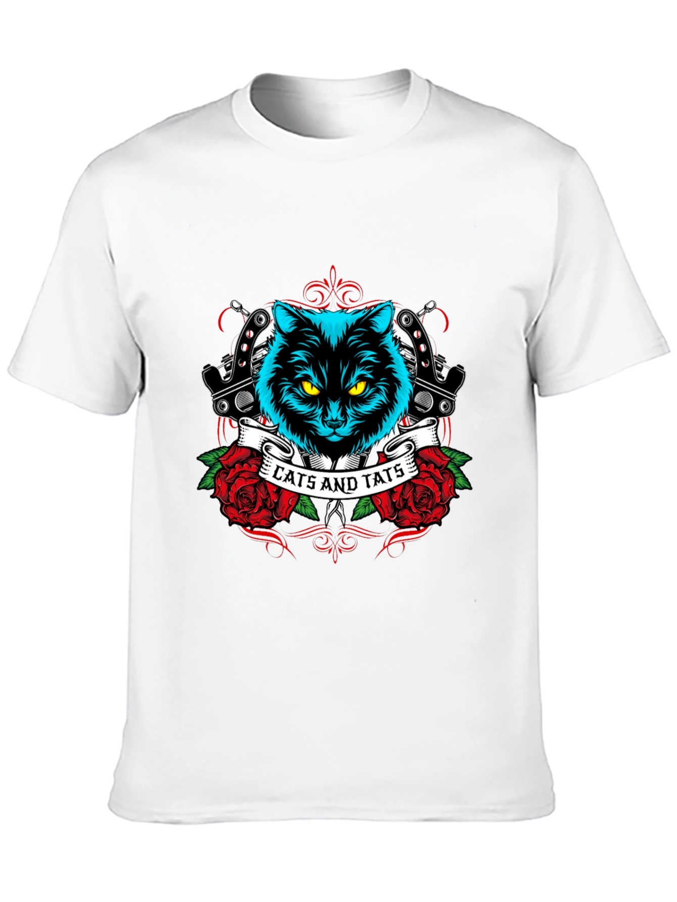 Cats and Tats Black Graphic T-Shirt