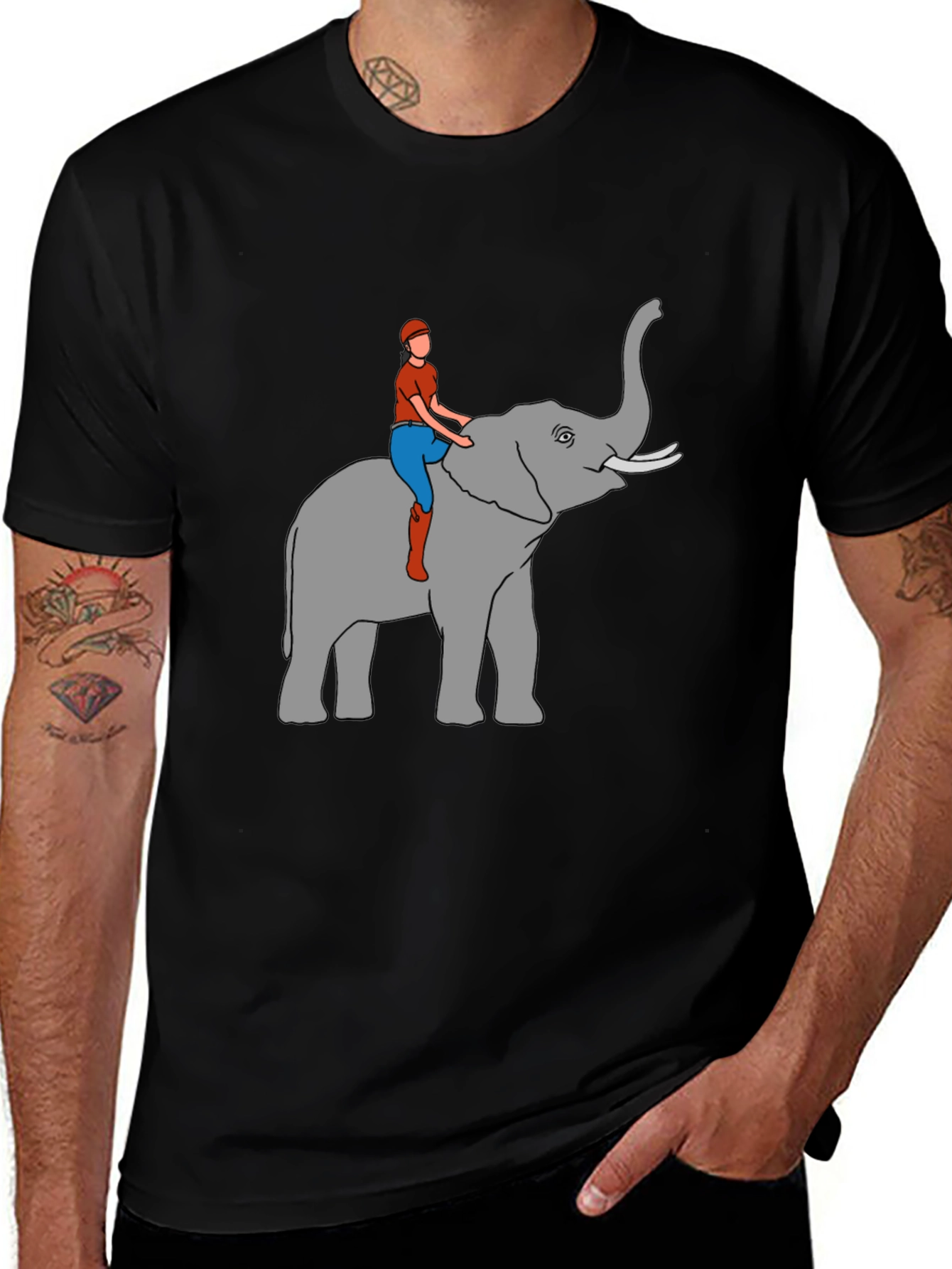 Elephant Rider T-Shirt - Novelty Graphic Tee