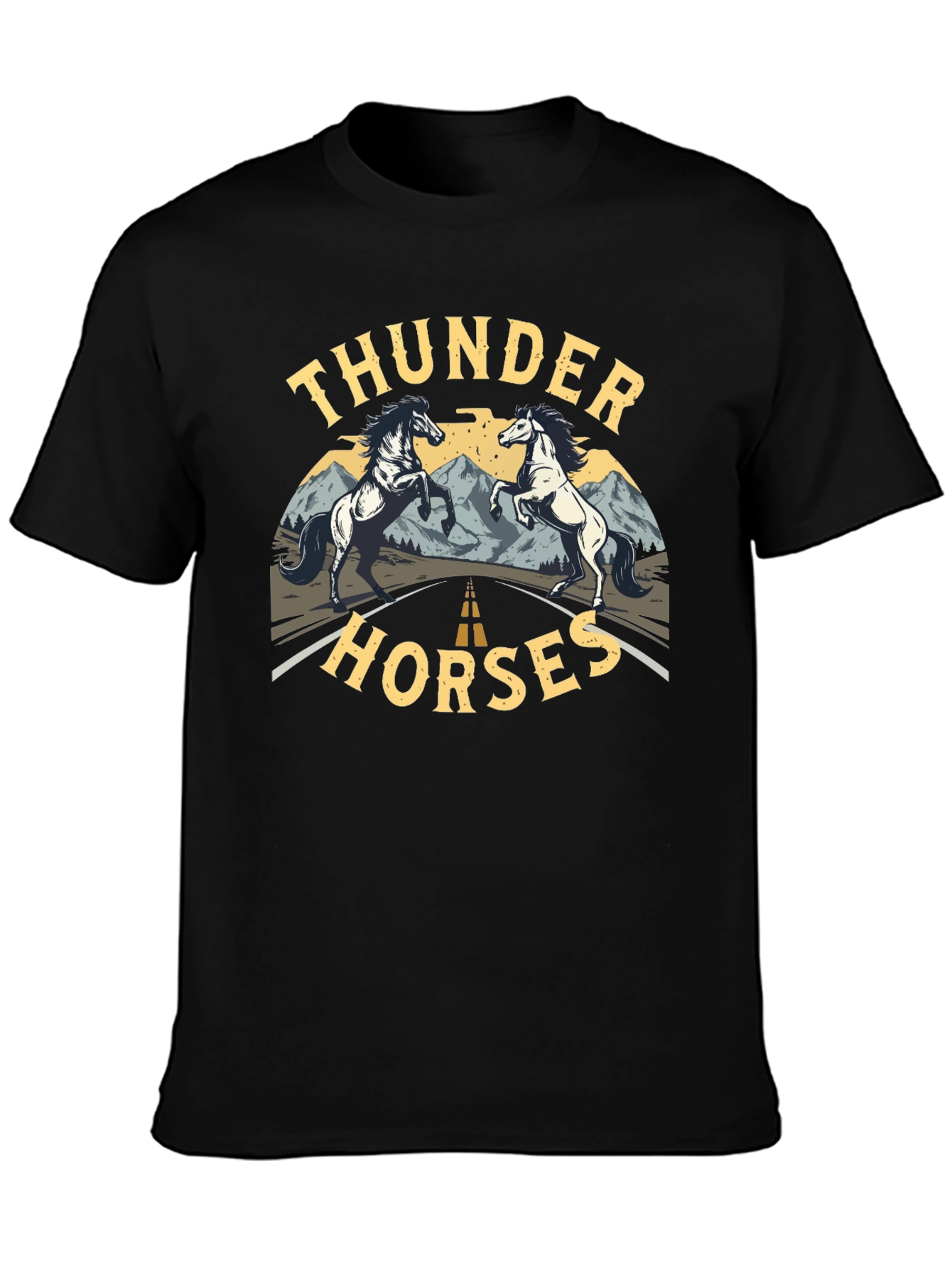 Thunder Horses Black Graphic T-Shirt