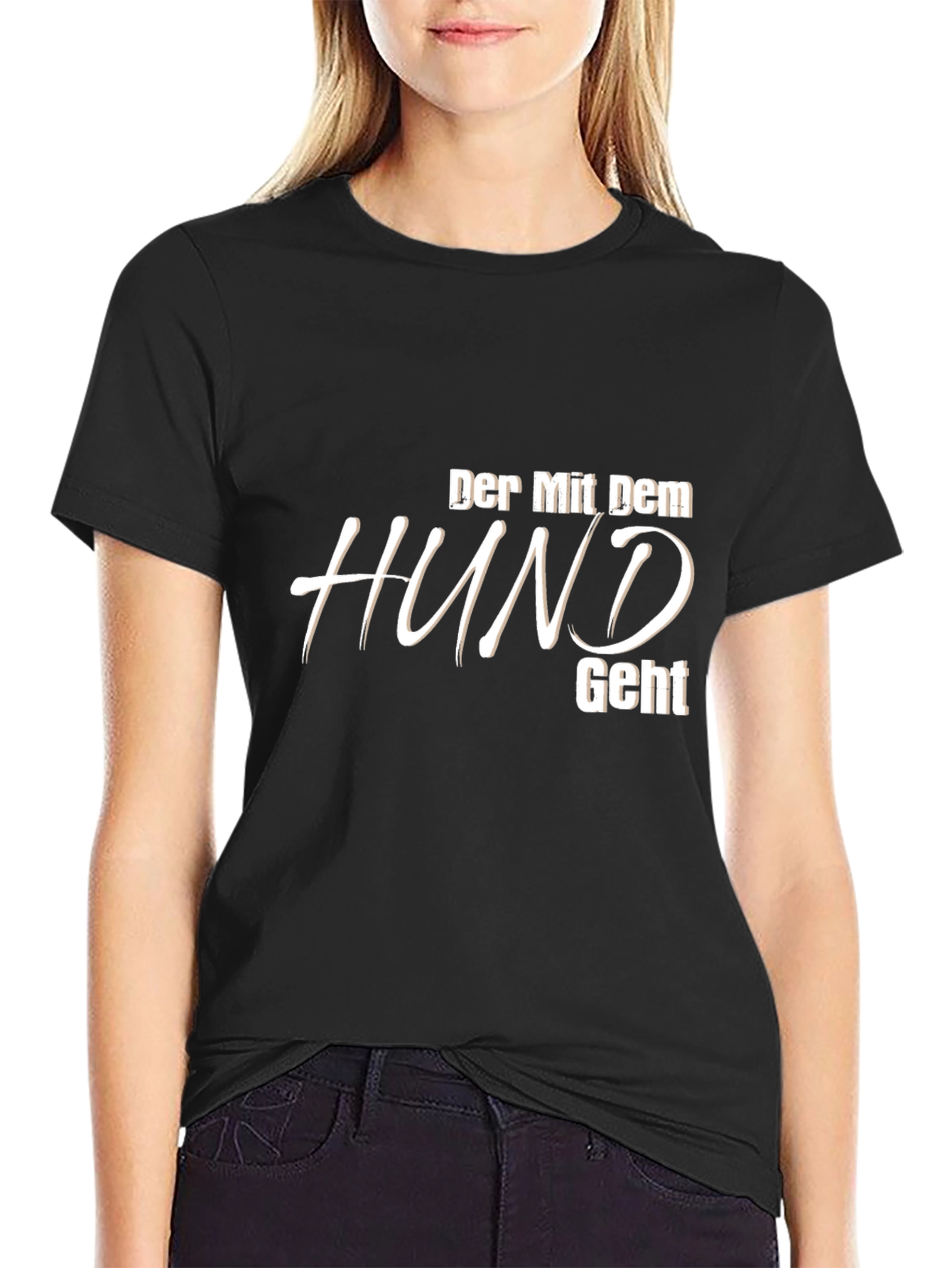 Der Mit Dem Hund Geht Black T-Shirt
