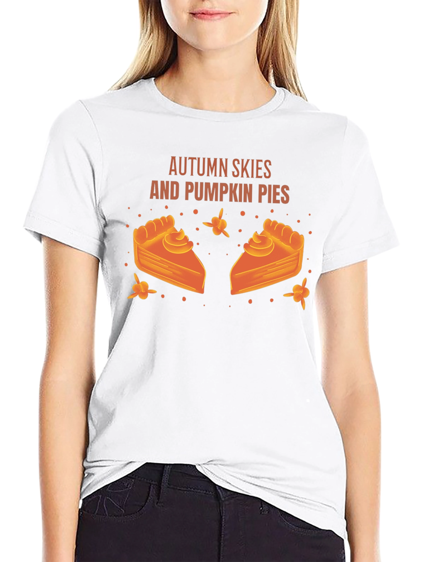 Autumn Skies Pumpkin Pies Black Graphic T-Shirt