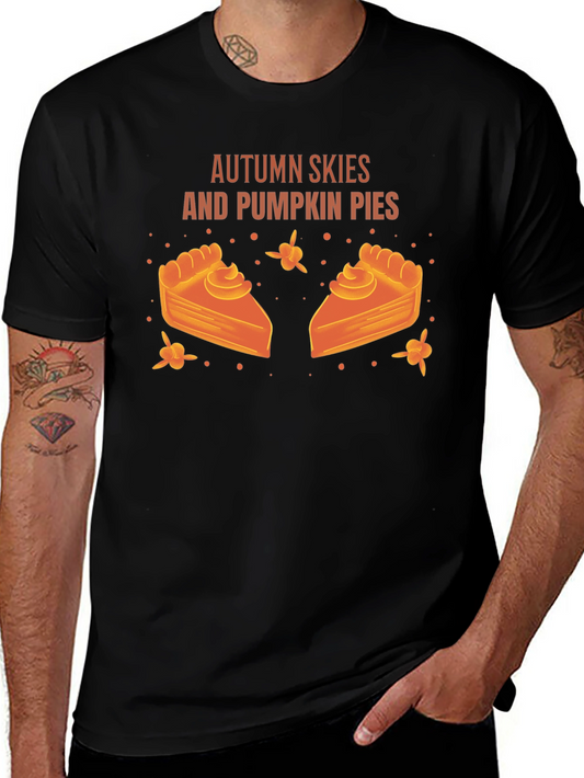 Autumn Skies Pumpkin Pies Black Graphic T-Shirt