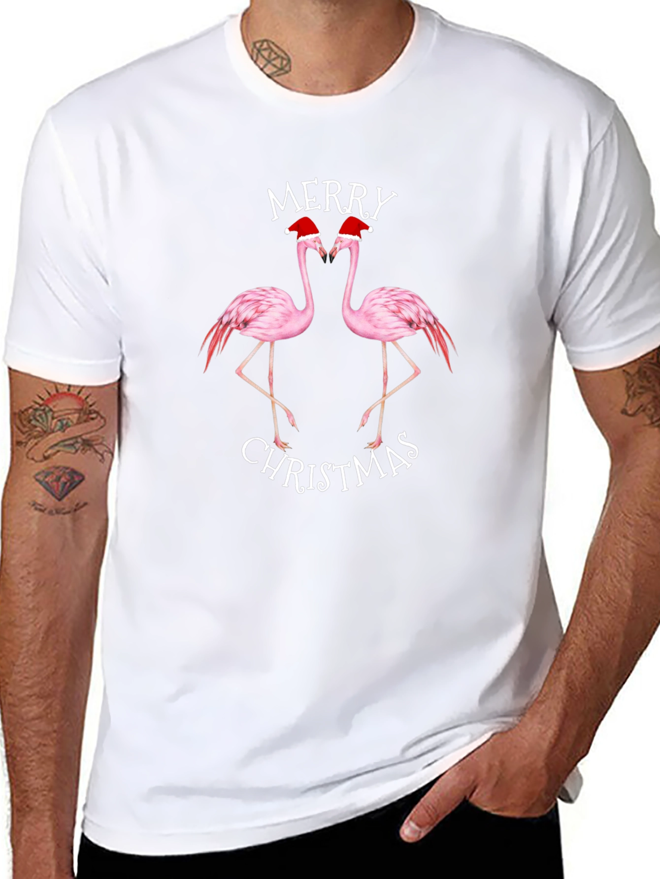 Merry Christmas Flamingo Graphic Tee