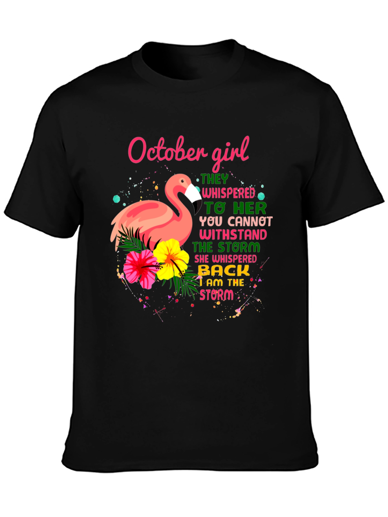 October Girl Flamingo Graphic T-Shirt