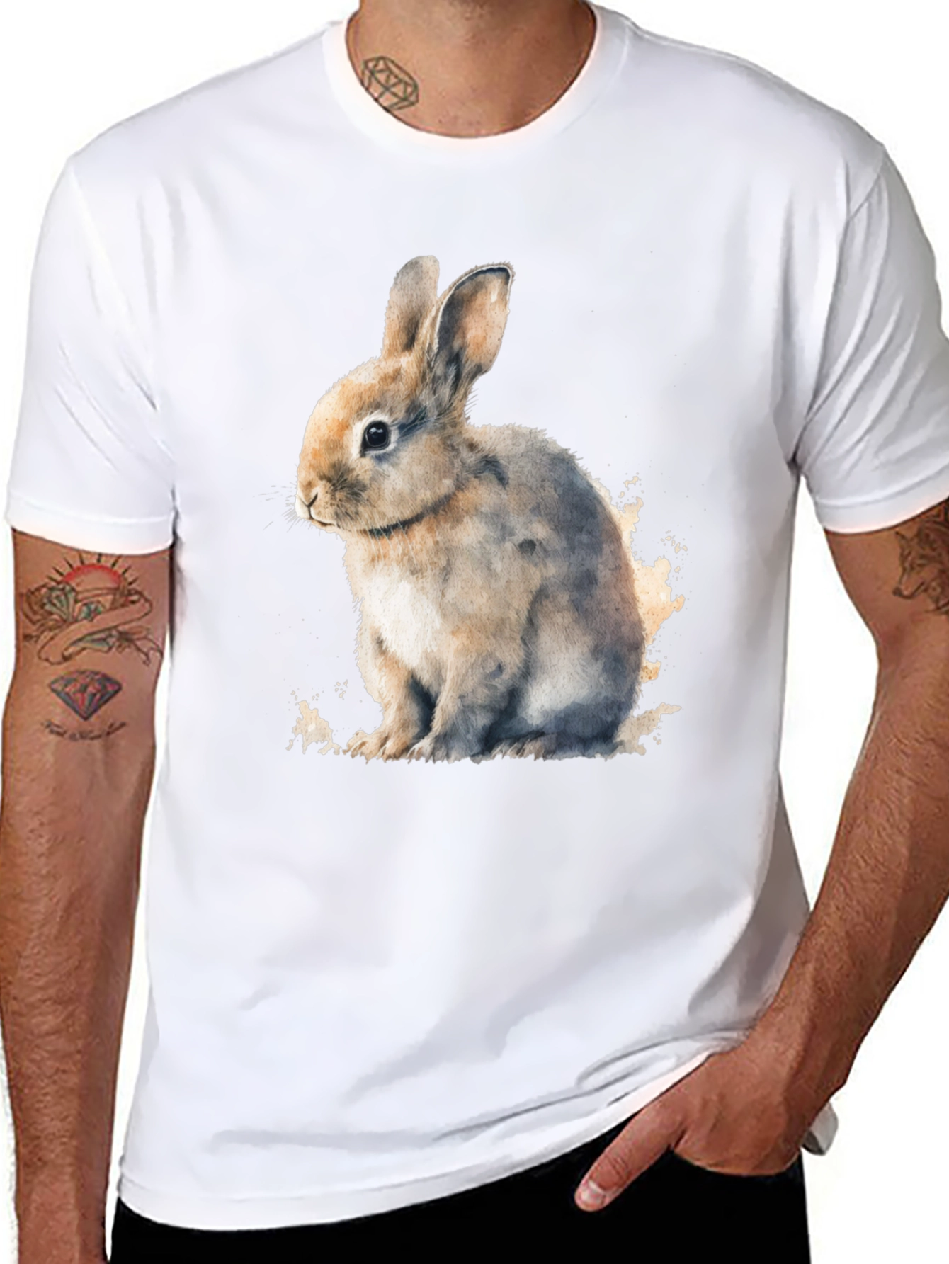 Cute Bunny Black T-Shirt - Soft and Comfortable