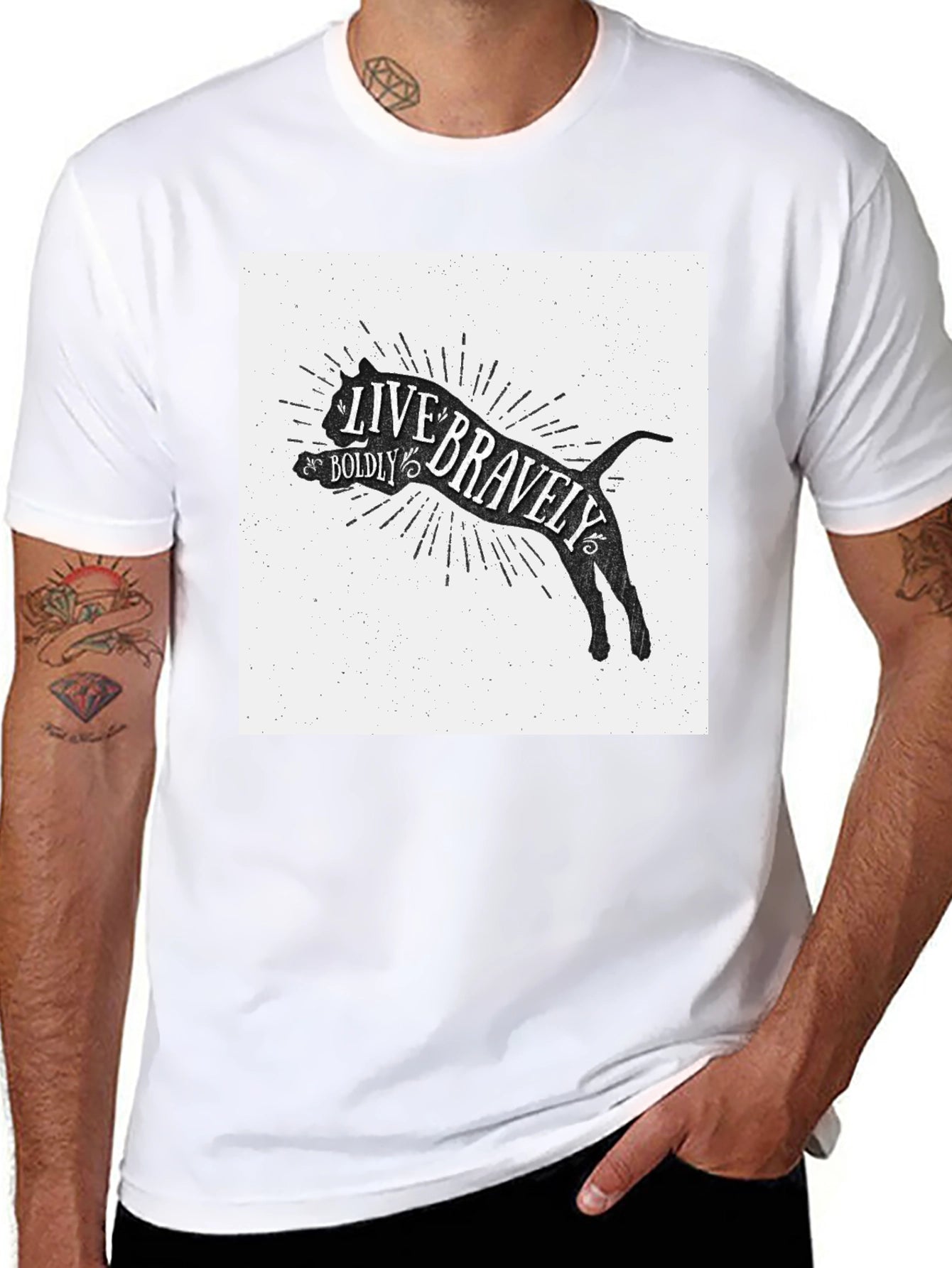 Live Bravely Boldly T-Shirt - Black Crew Neck