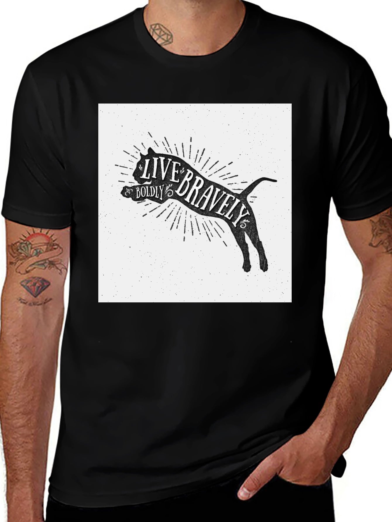 Live Bravely Boldly T-Shirt - Black Crew Neck