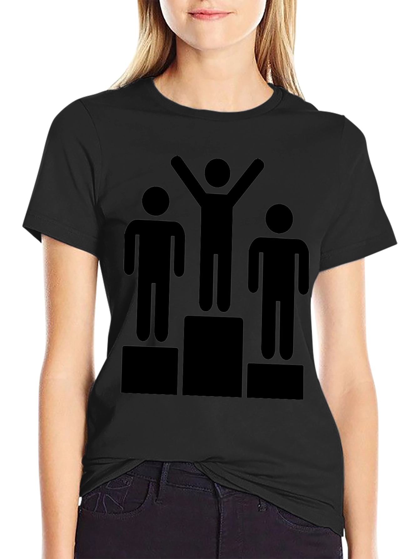 Winners Podium Graphic Tee - Black Cotton T-Shirt