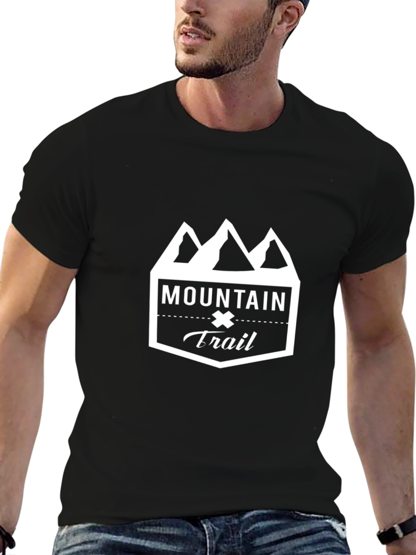 Mountain Trail Graphic Tee - Black Cotton Shirt