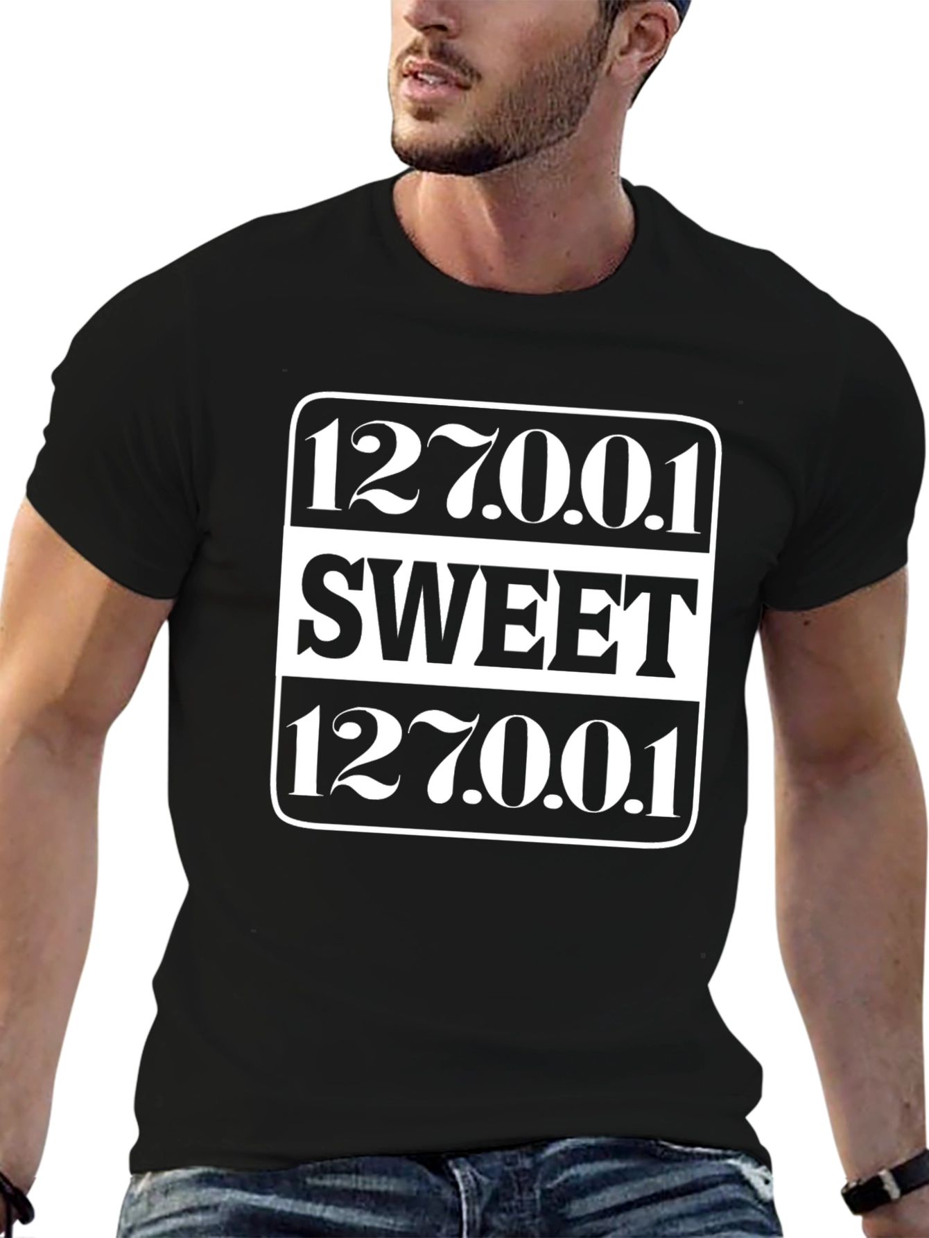 Sweet 127.0.0.1 T-Shirt Black Cotton Graphic Tee