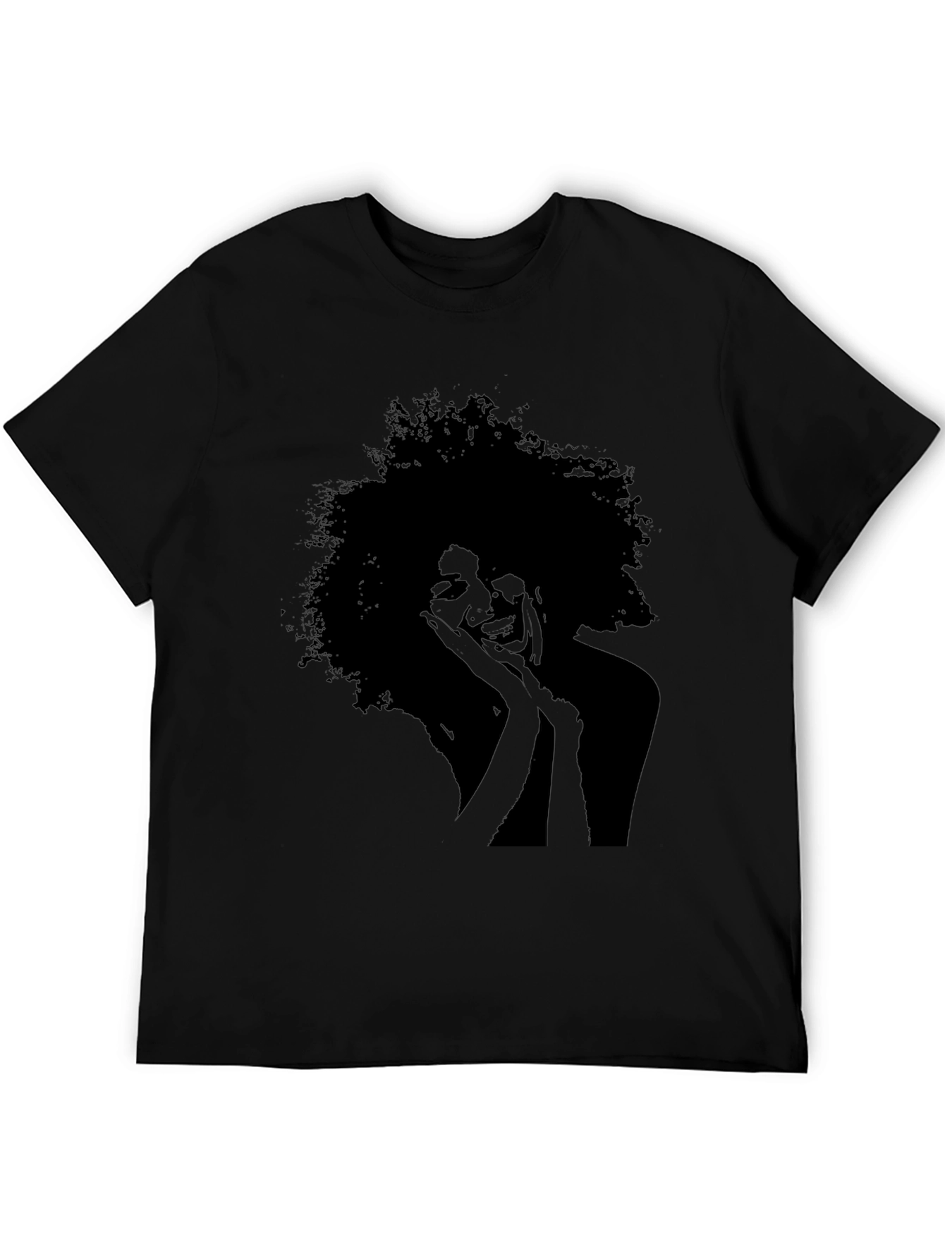 Silhouette Afro Woman Graphic T-Shirt - Black