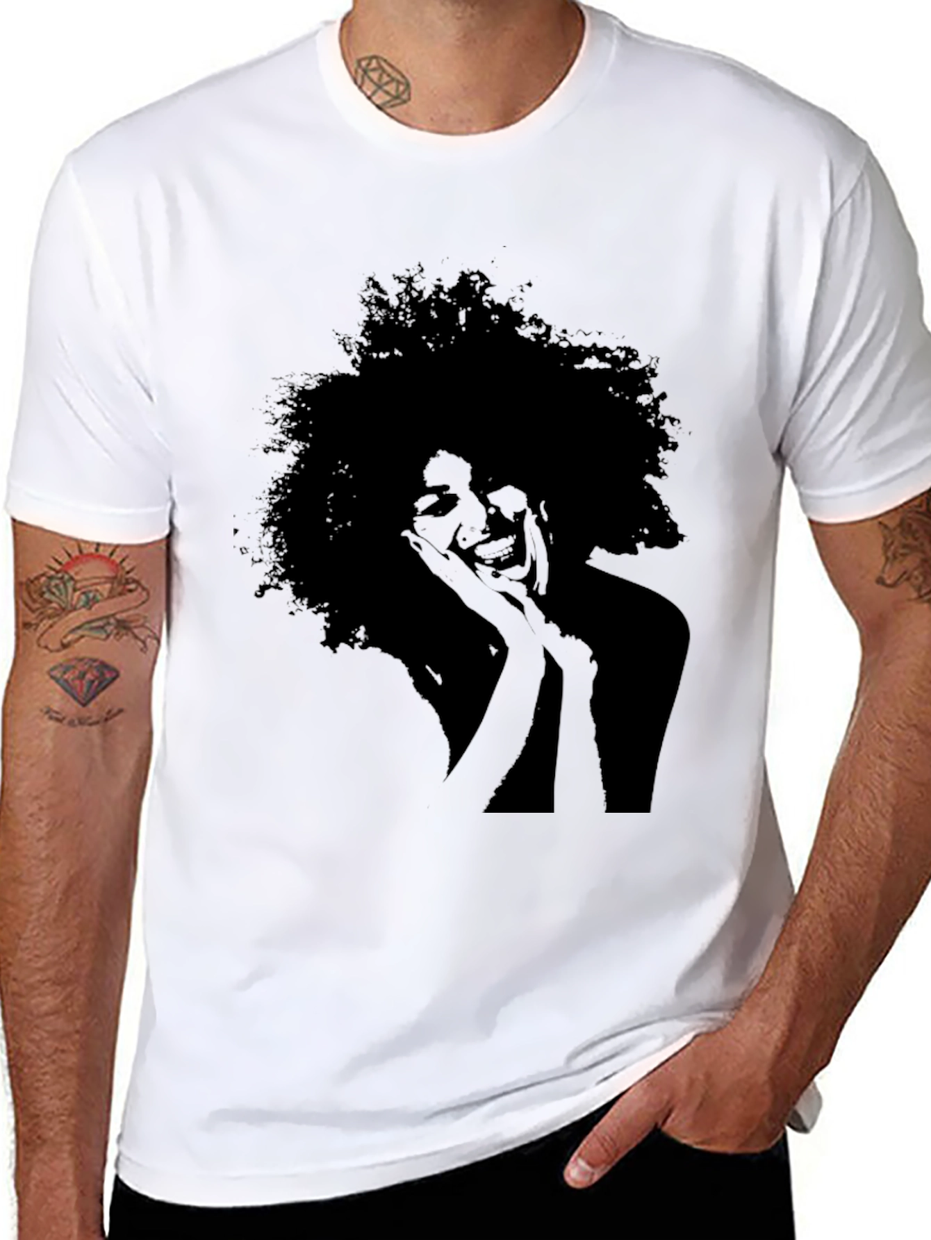 Silhouette Afro Woman Graphic T-Shirt - Black
