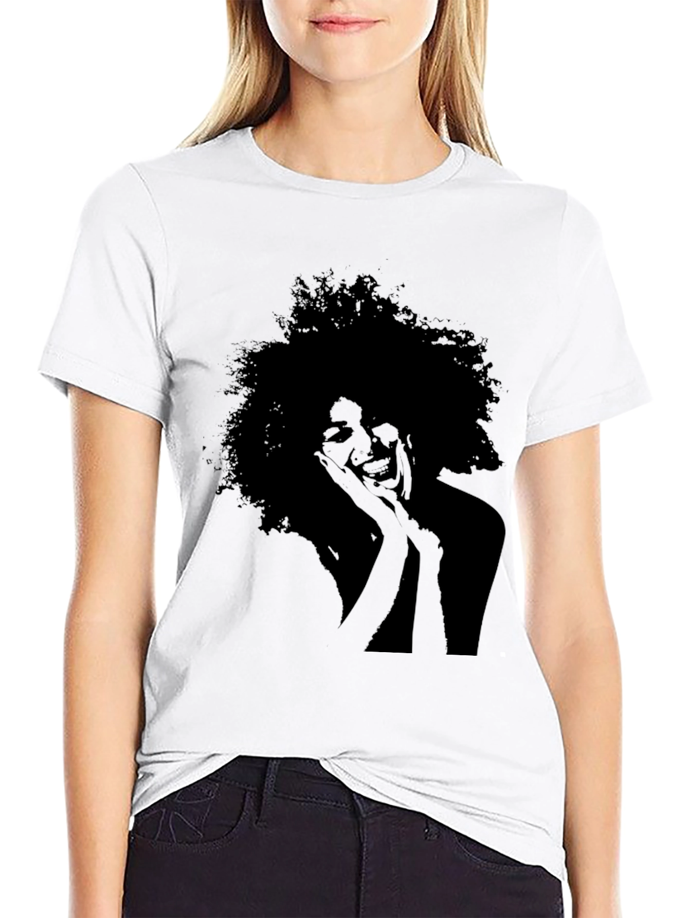 Silhouette Afro Woman Graphic T-Shirt - Black