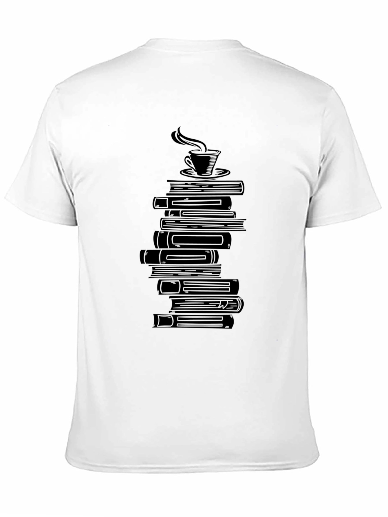 Book Lovers Tee - Stacked Books & Coffee