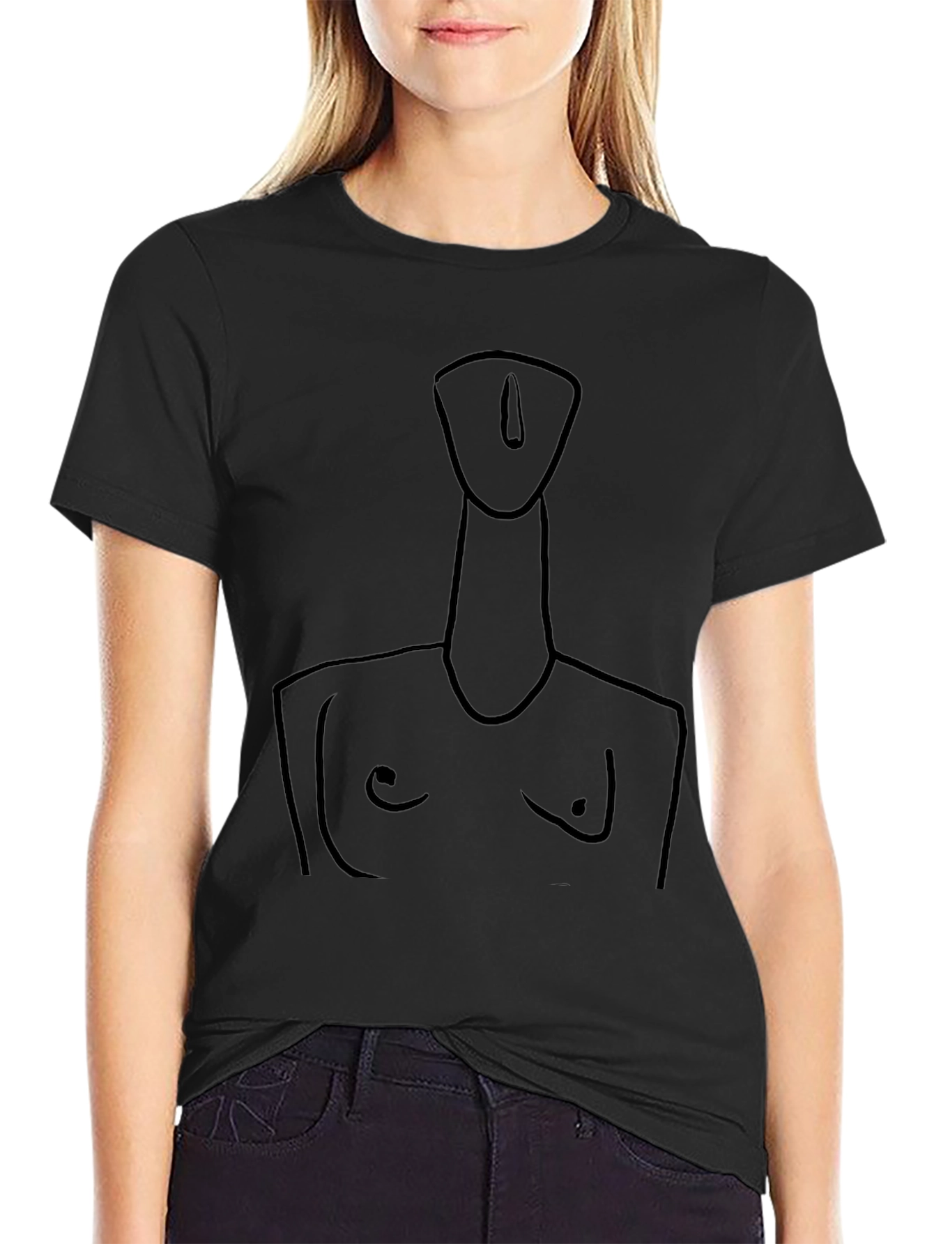 Abstract Line Art Tee - Modern Black T-Shirt