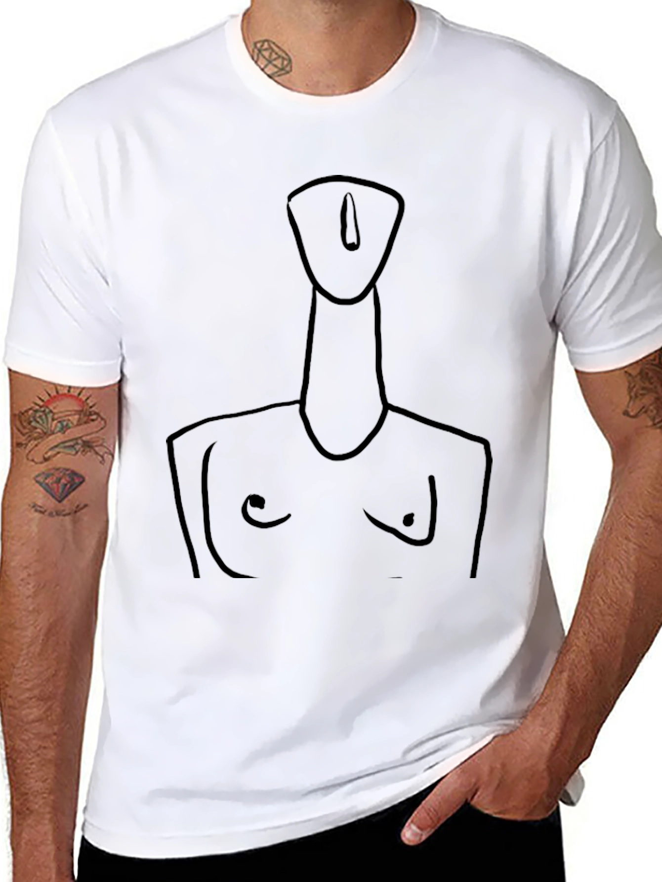 Abstract Line Art Tee - Modern Black T-Shirt