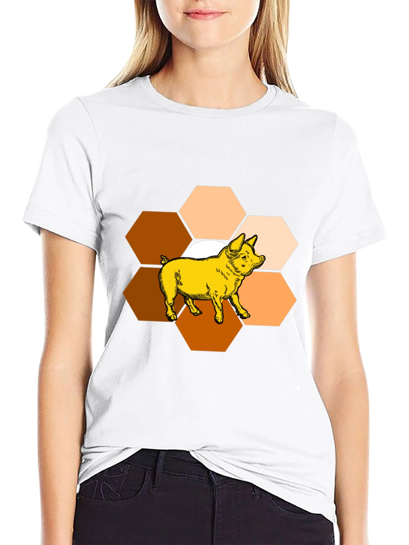 Honeycomb Pig Graphic Tee - Unique Design