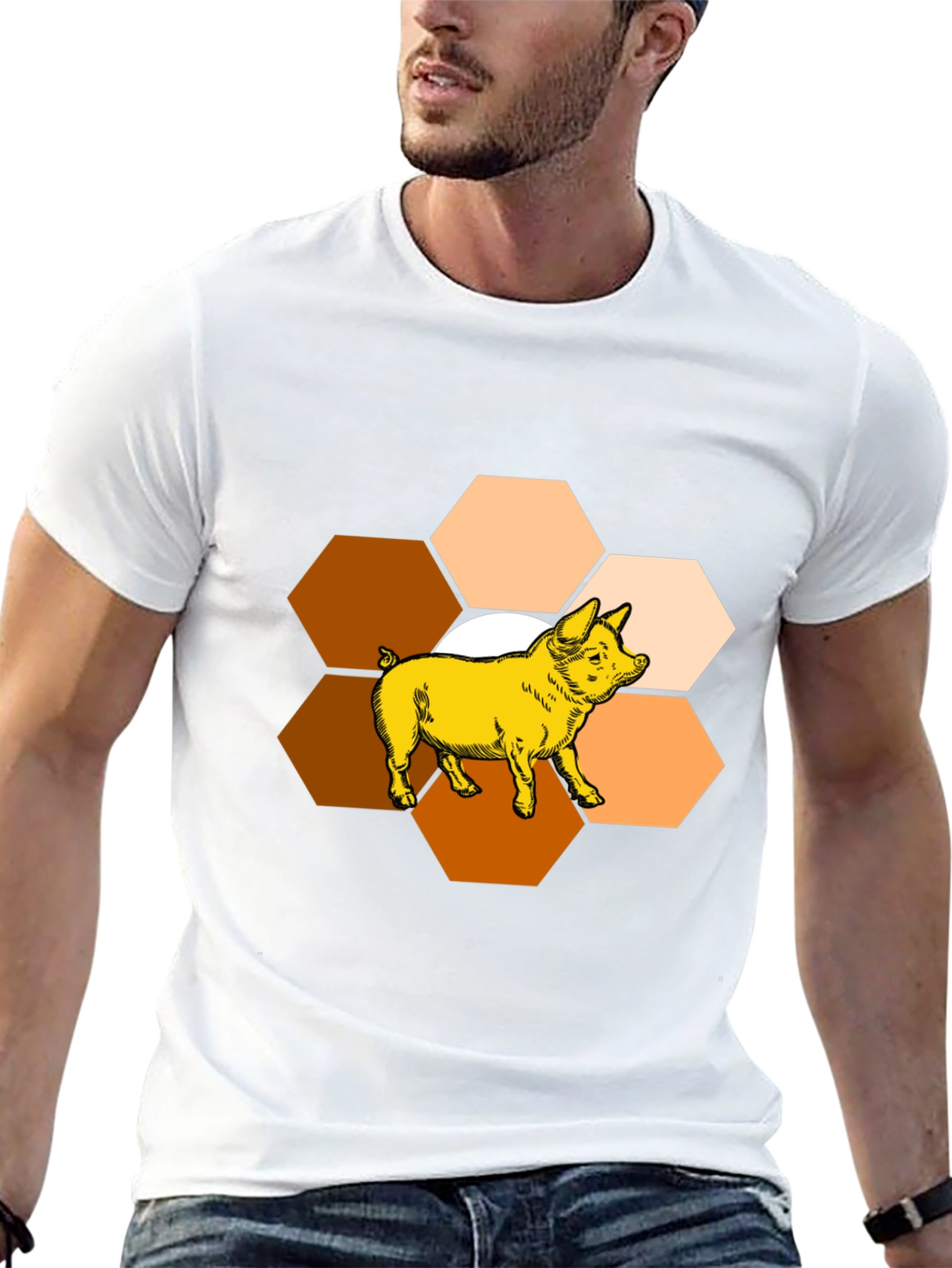 Honeycomb Pig Graphic Tee - Unique Design