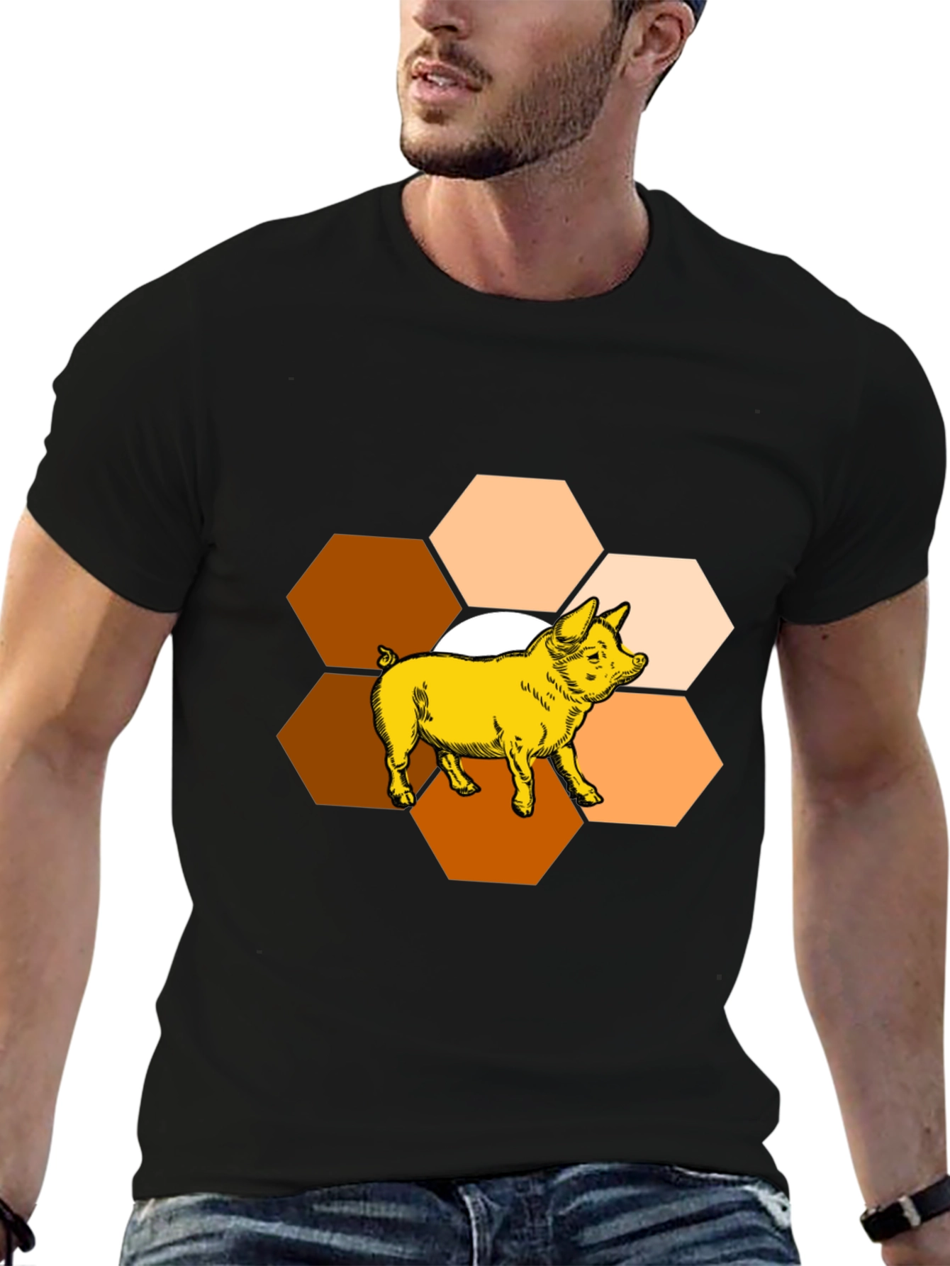 Honeycomb Pig Graphic Tee - Unique Design