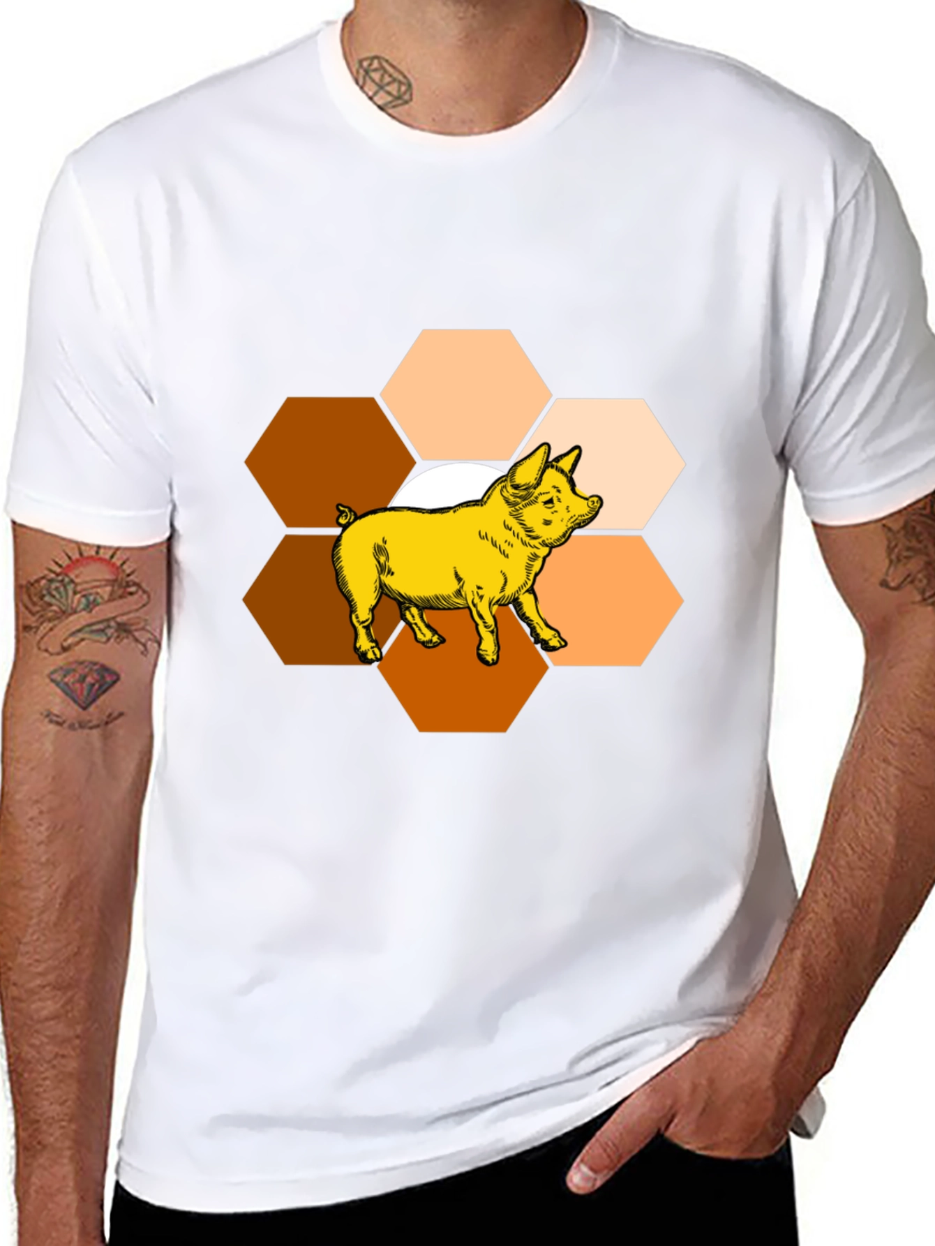 Honeycomb Pig Graphic Tee - Unique Design