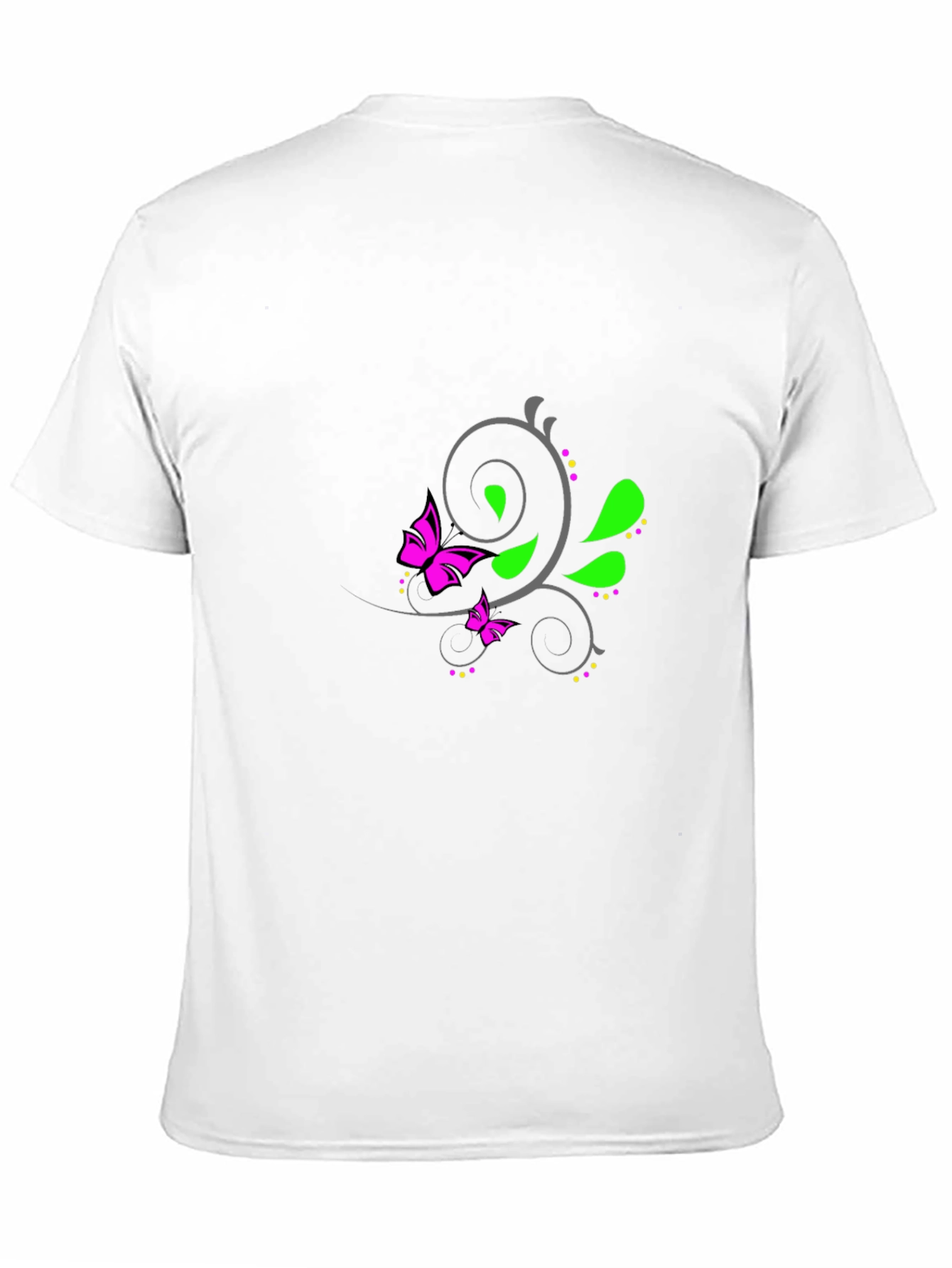 Mens Black T-Shirt with Butterfly Floral Design