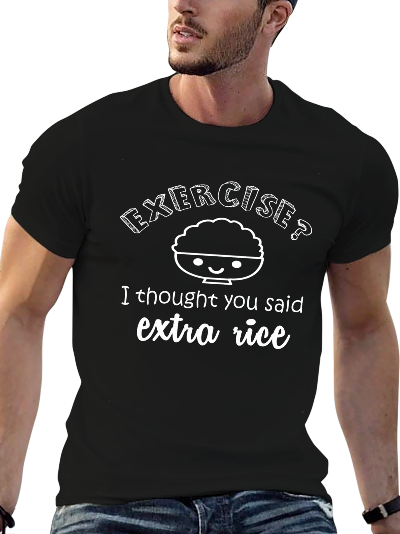 Exercise? Extra Rice T-Shirt - Funny Foodie Tee