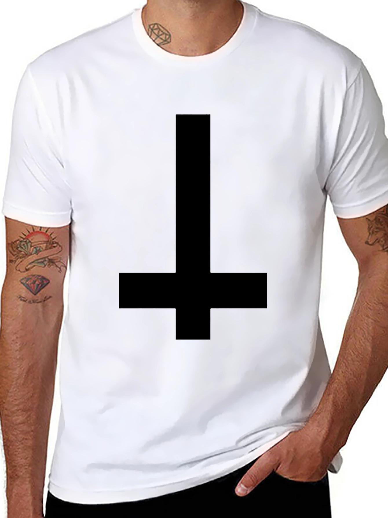 Inverted Cross Graphic Black T-Shirt