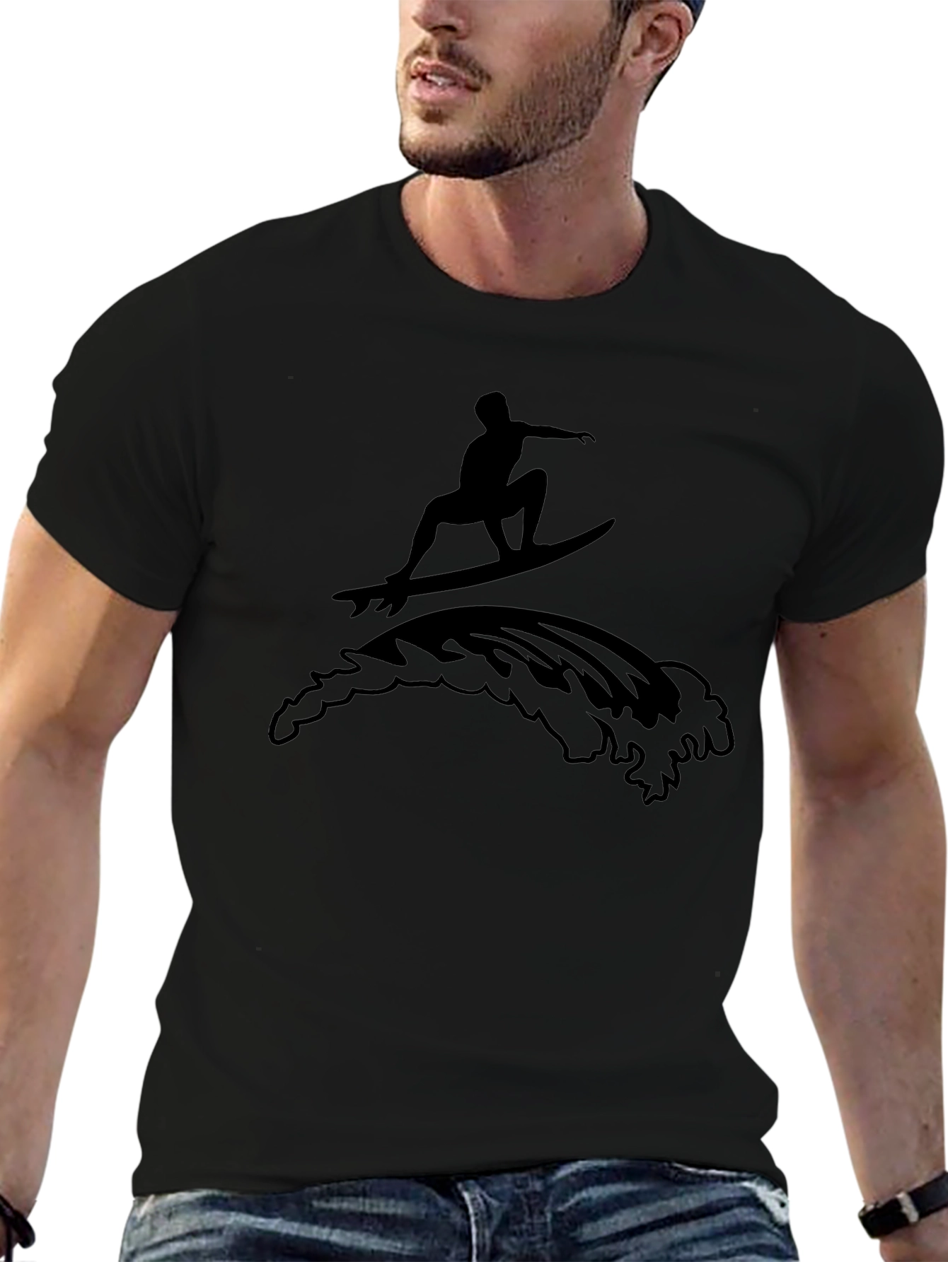 Surfer Graphic Black T-Shirt - Casual Cool