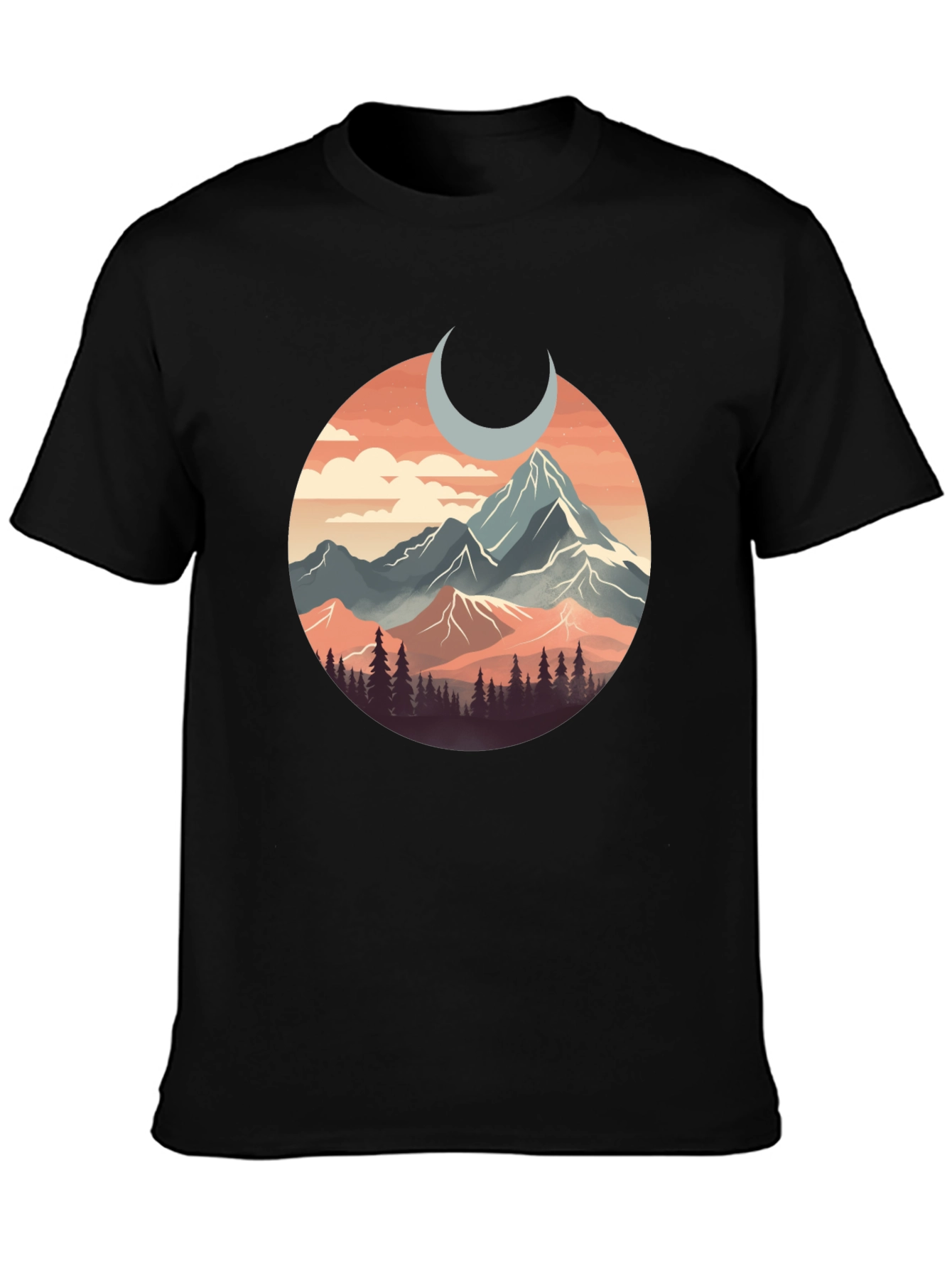 Mountain Moon Graphic Tee - Nature Inspired T-Shirt