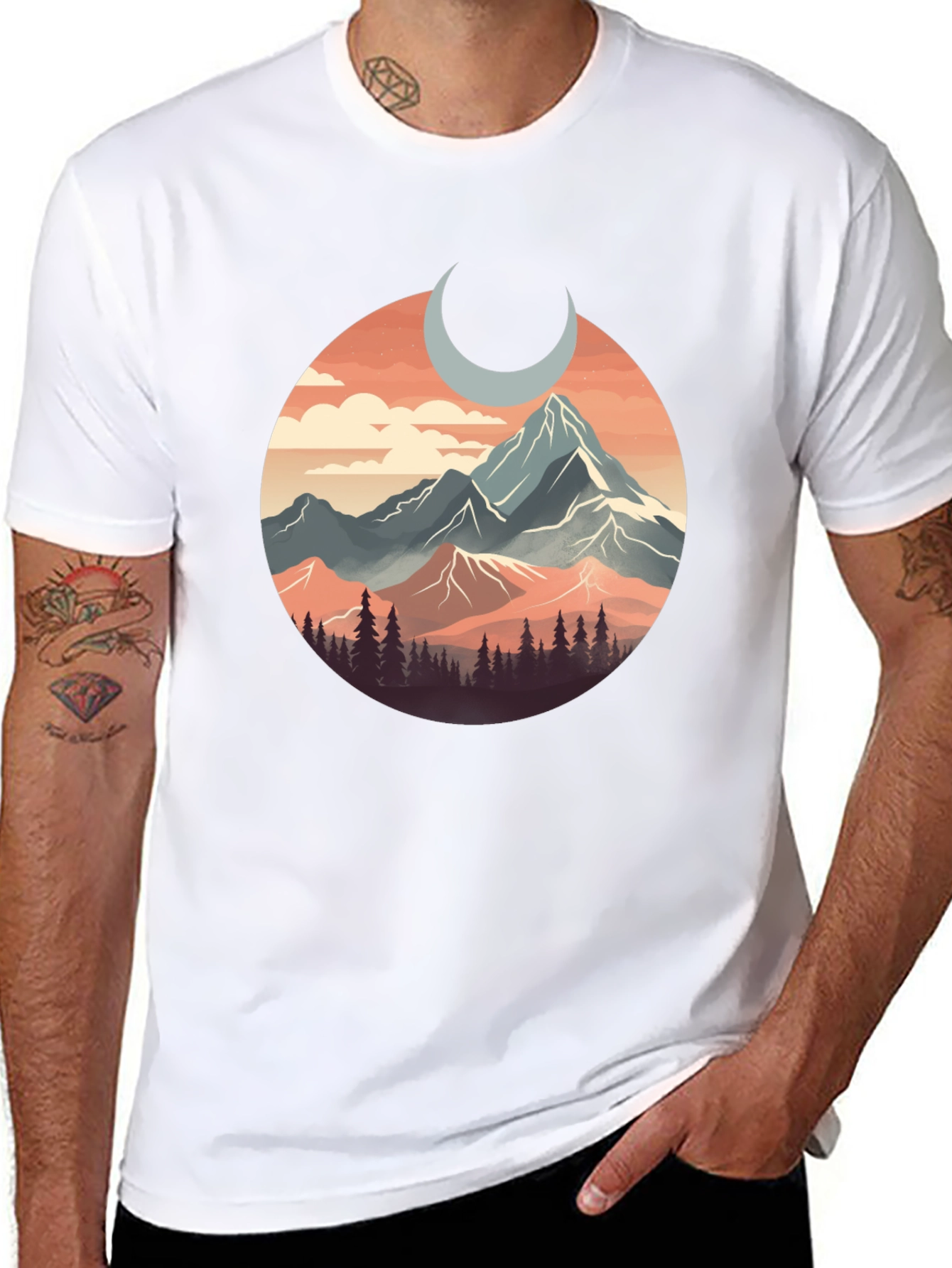 Mountain Moon Graphic Tee - Nature Inspired T-Shirt
