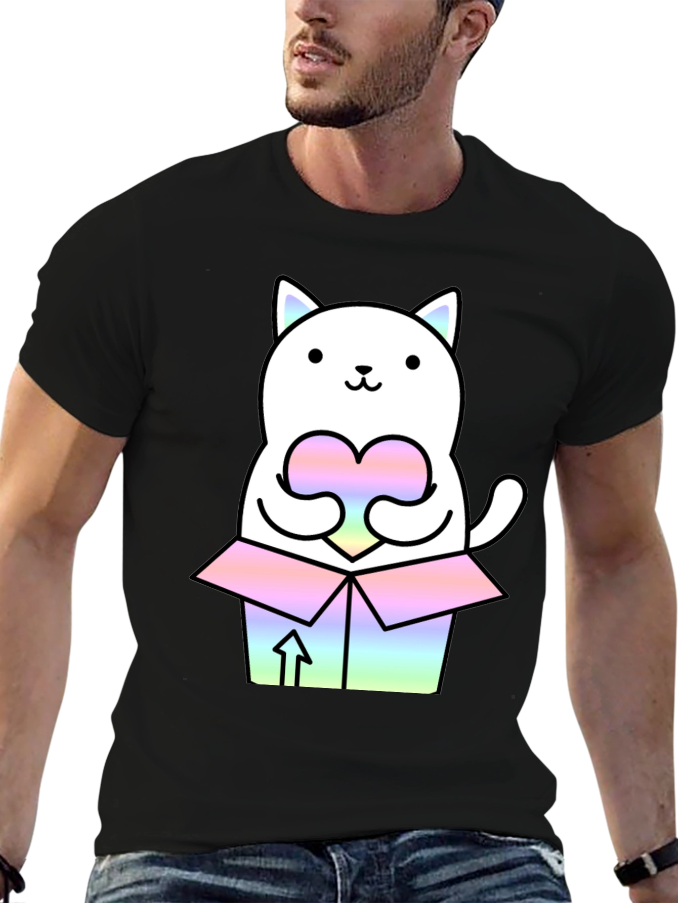 Kawaii Cat T-Shirt - Gift Box Design - Unisex