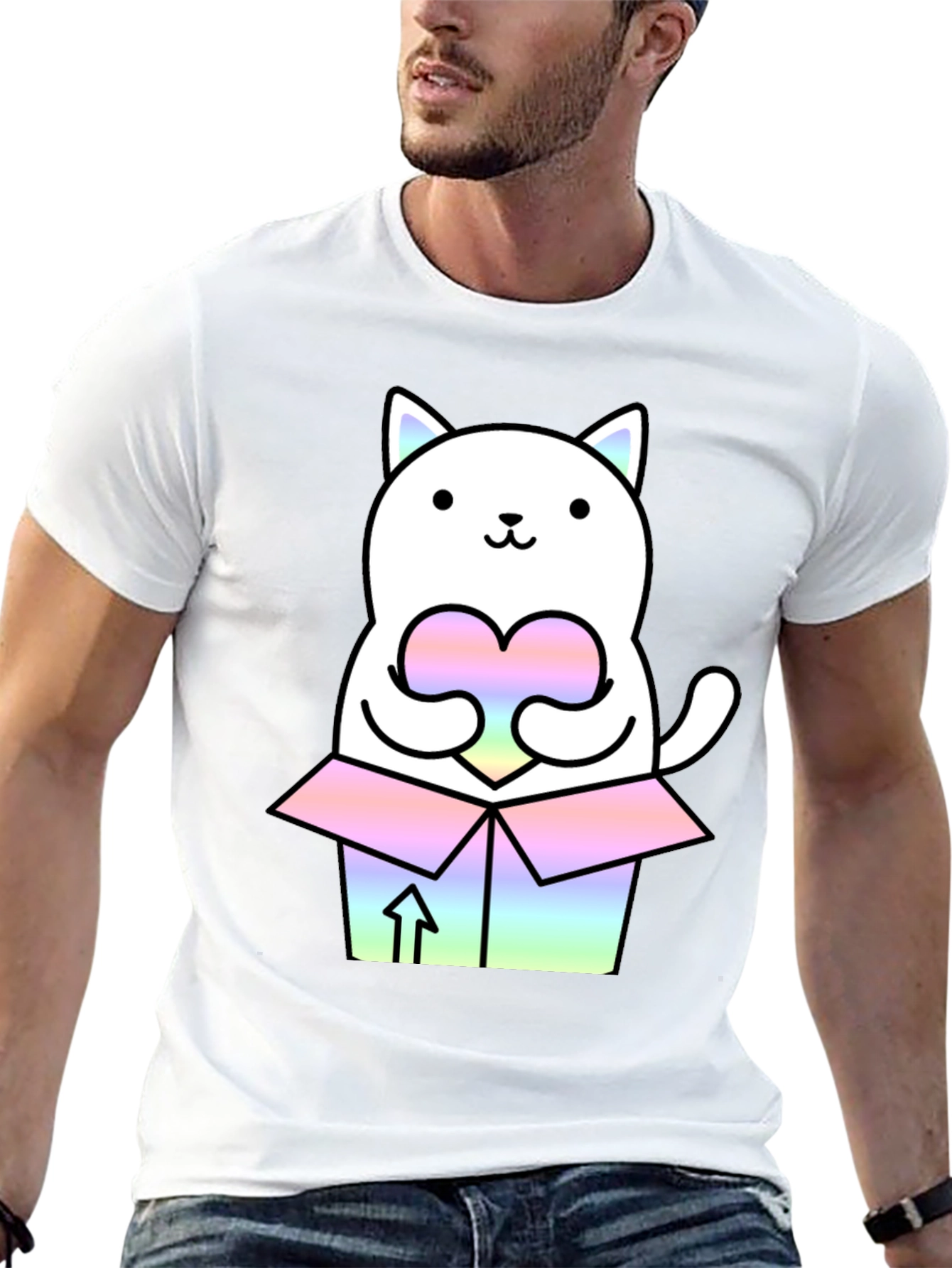 Kawaii Cat T-Shirt - Gift Box Design - Unisex