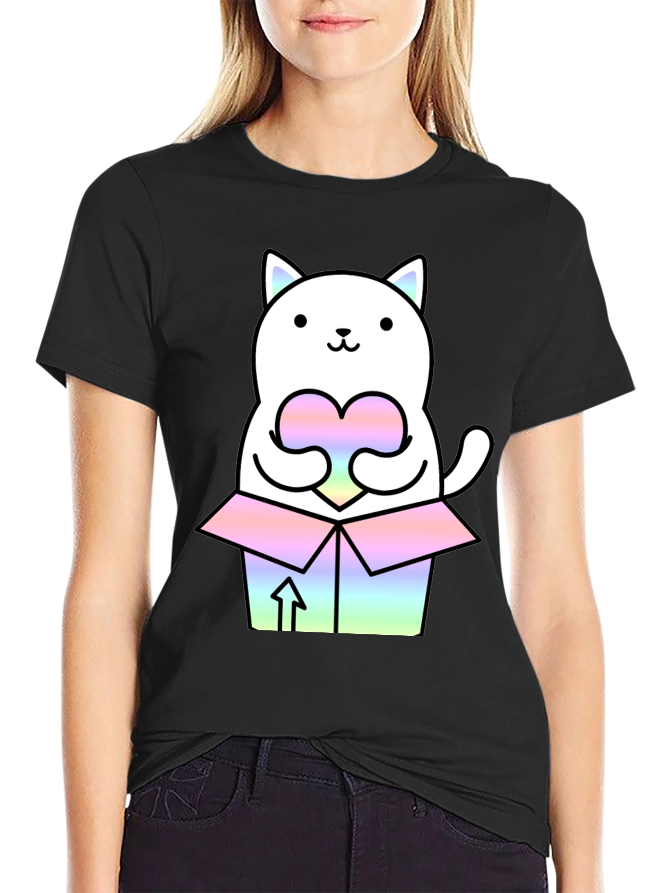 Kawaii Cat T-Shirt - Gift Box Design - Unisex
