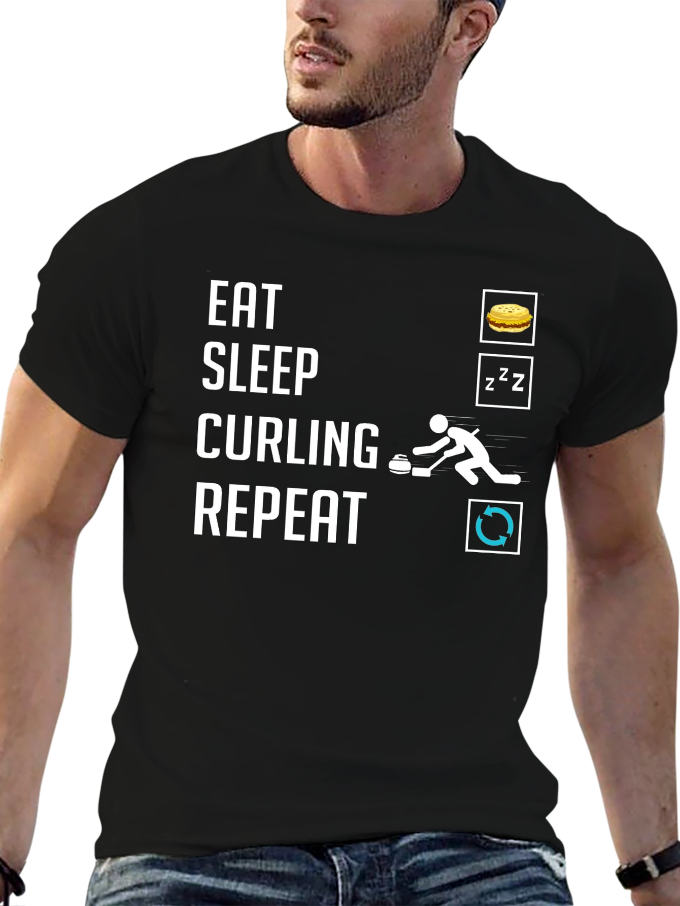Eat Sleep Curling Repeat T-Shirt