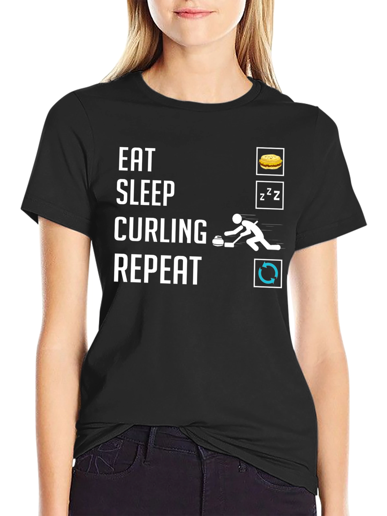 Eat Sleep Curling Repeat T-Shirt