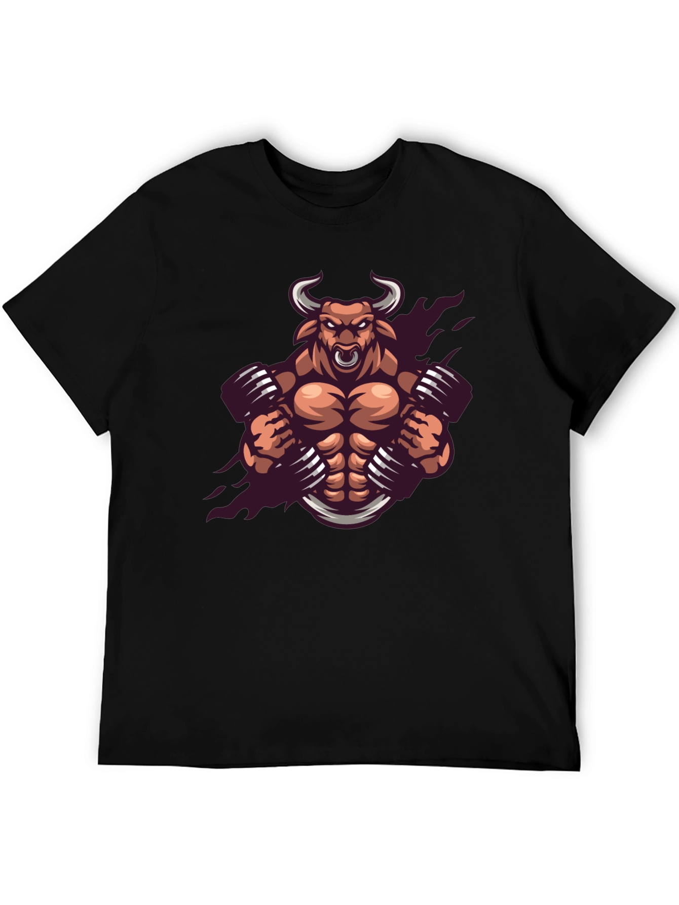 Muscle Bull Graphic Tee - Black Cotton T-Shirt