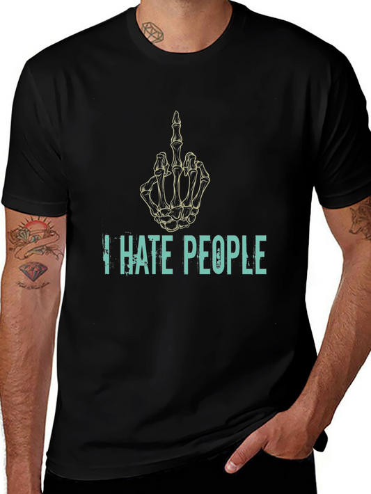 I Hate People Skeleton Hand T-Shirt