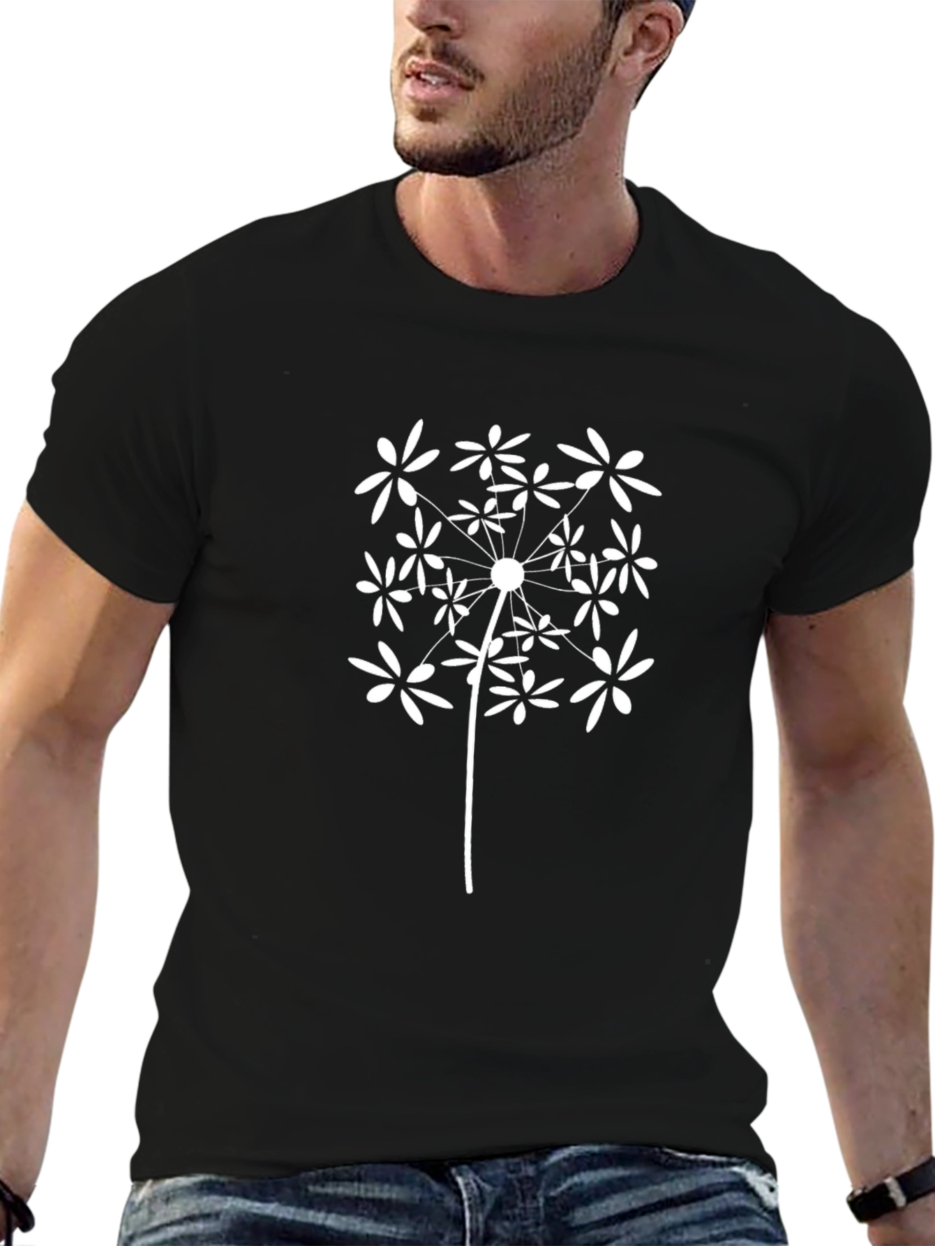 Dandelion Graphic Tee - Black Casual Shirt
