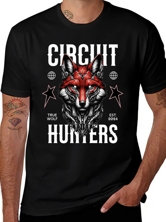 Circuit Hunters Graphic Tee - Cyberpunk Fox T-Shirt