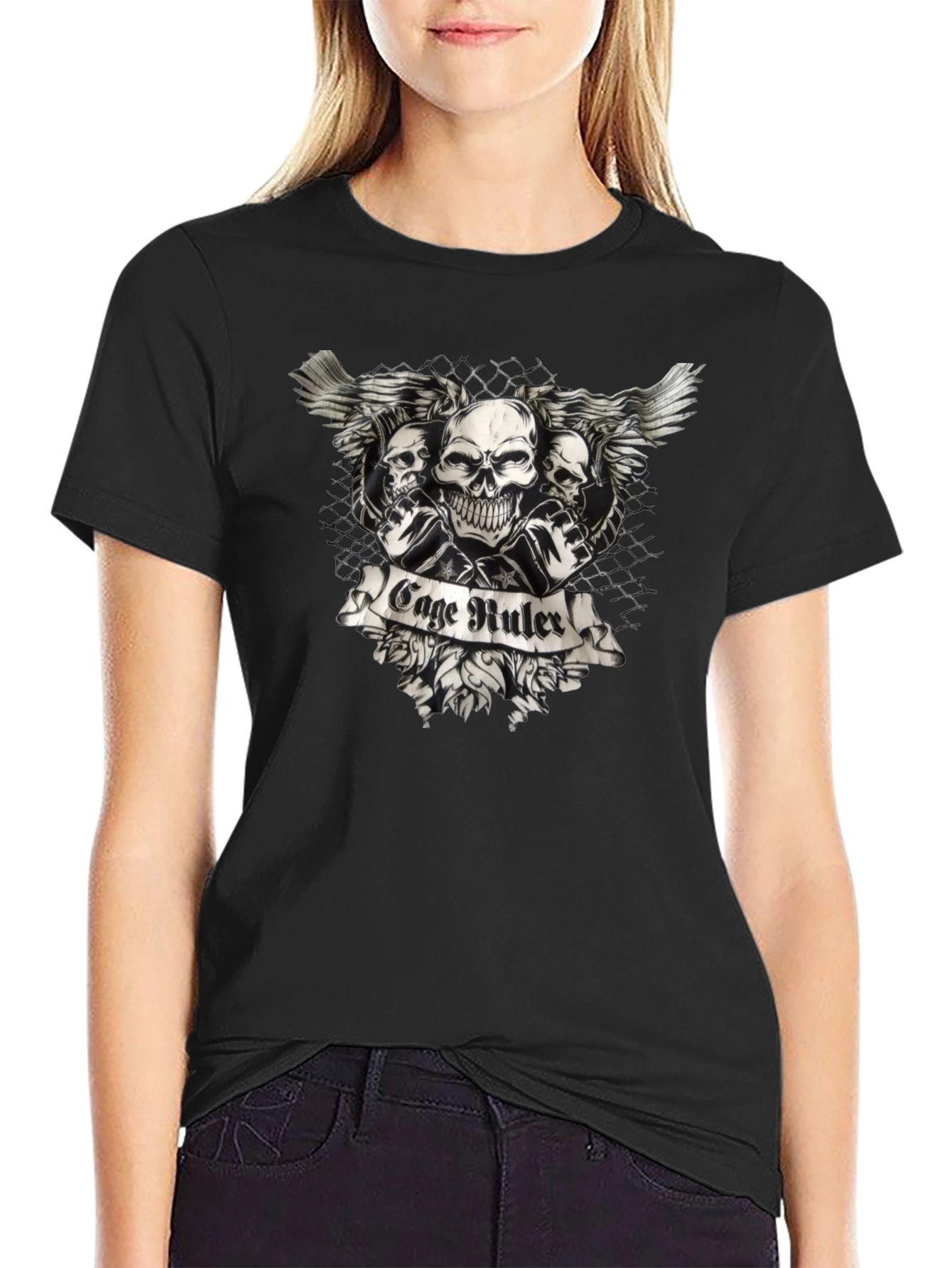 Cage Ruler Skull Wings T-Shirt