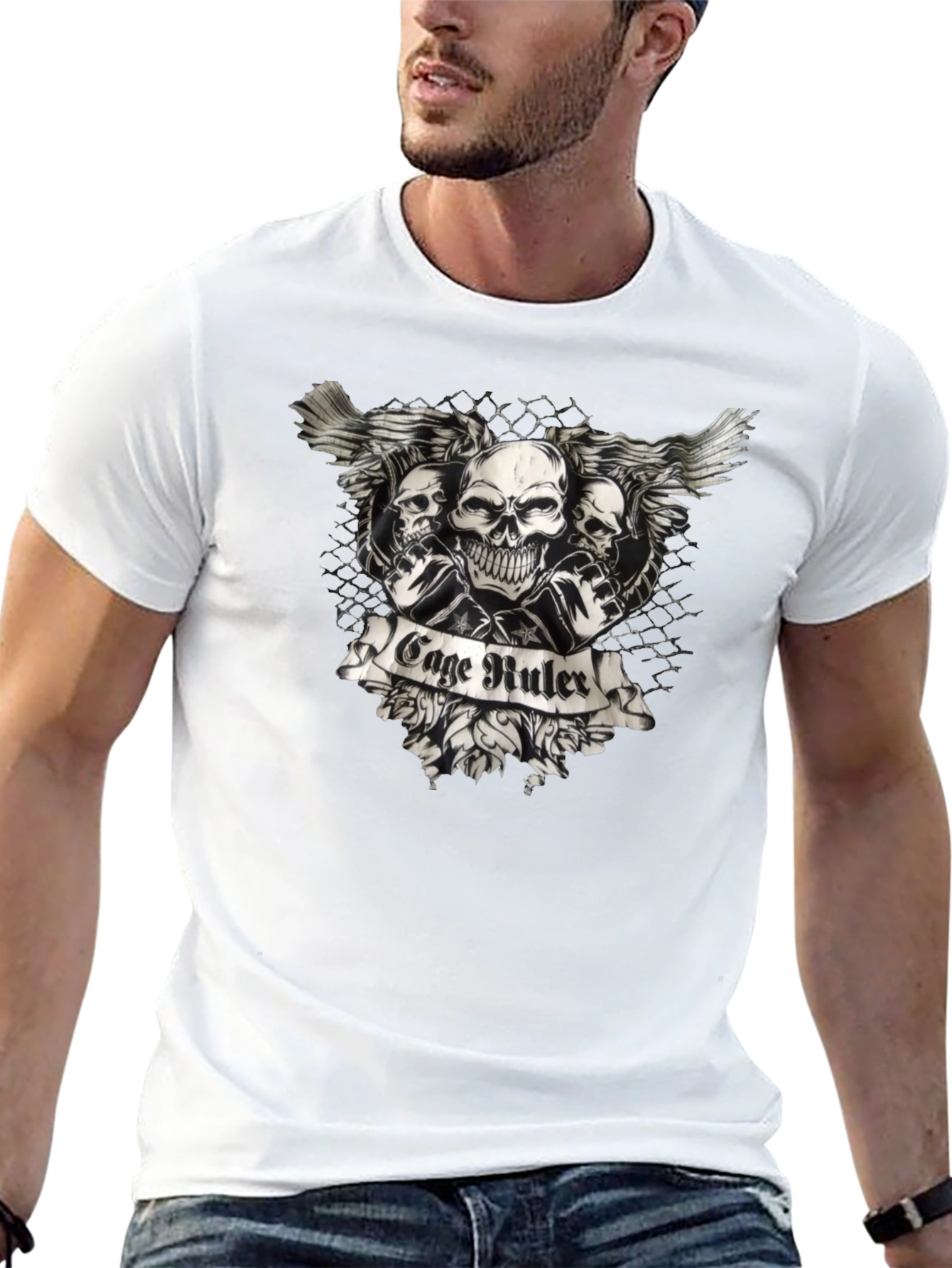 Cage Ruler Skull Wings T-Shirt