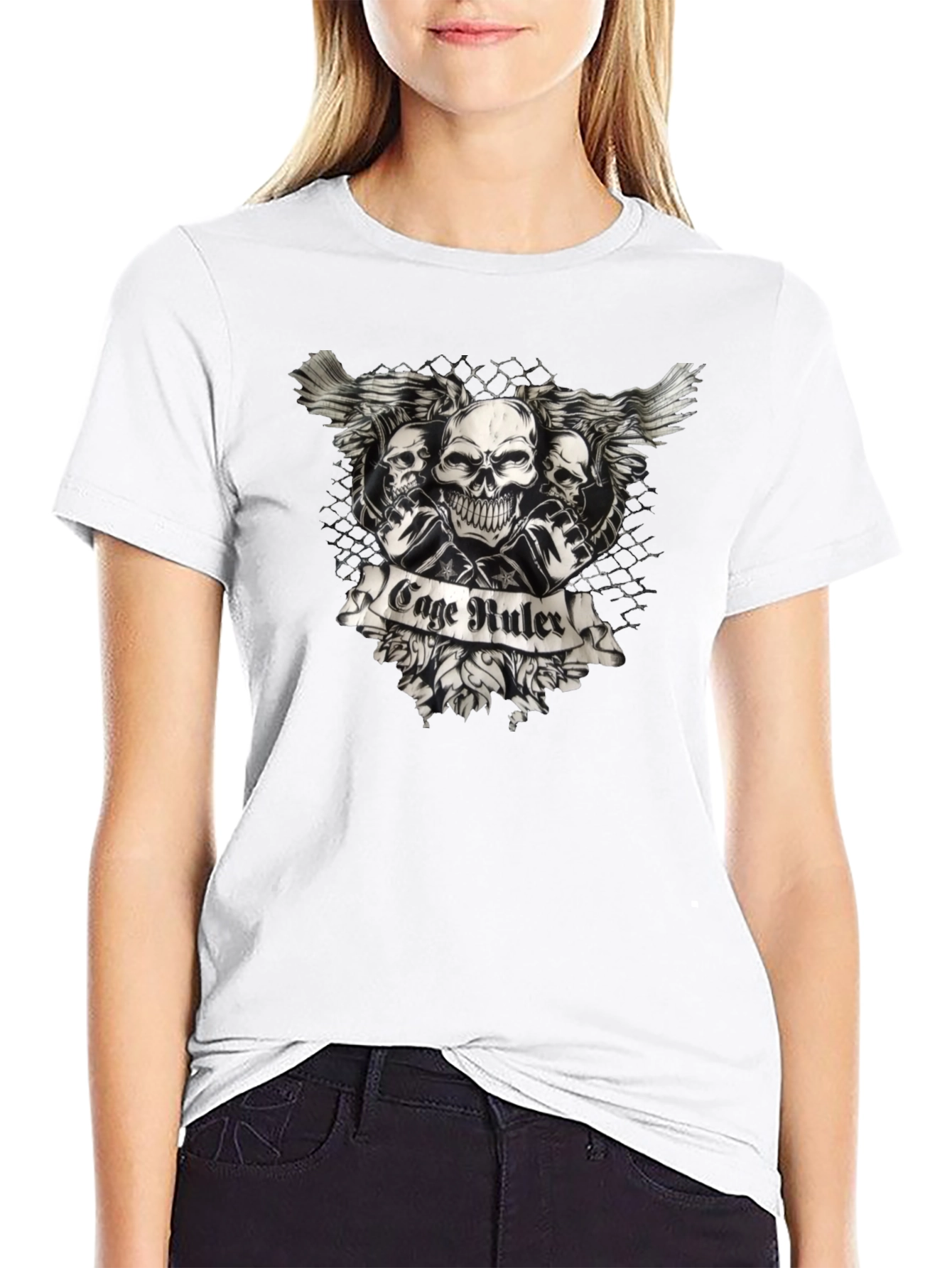Cage Ruler Skull Wings T-Shirt