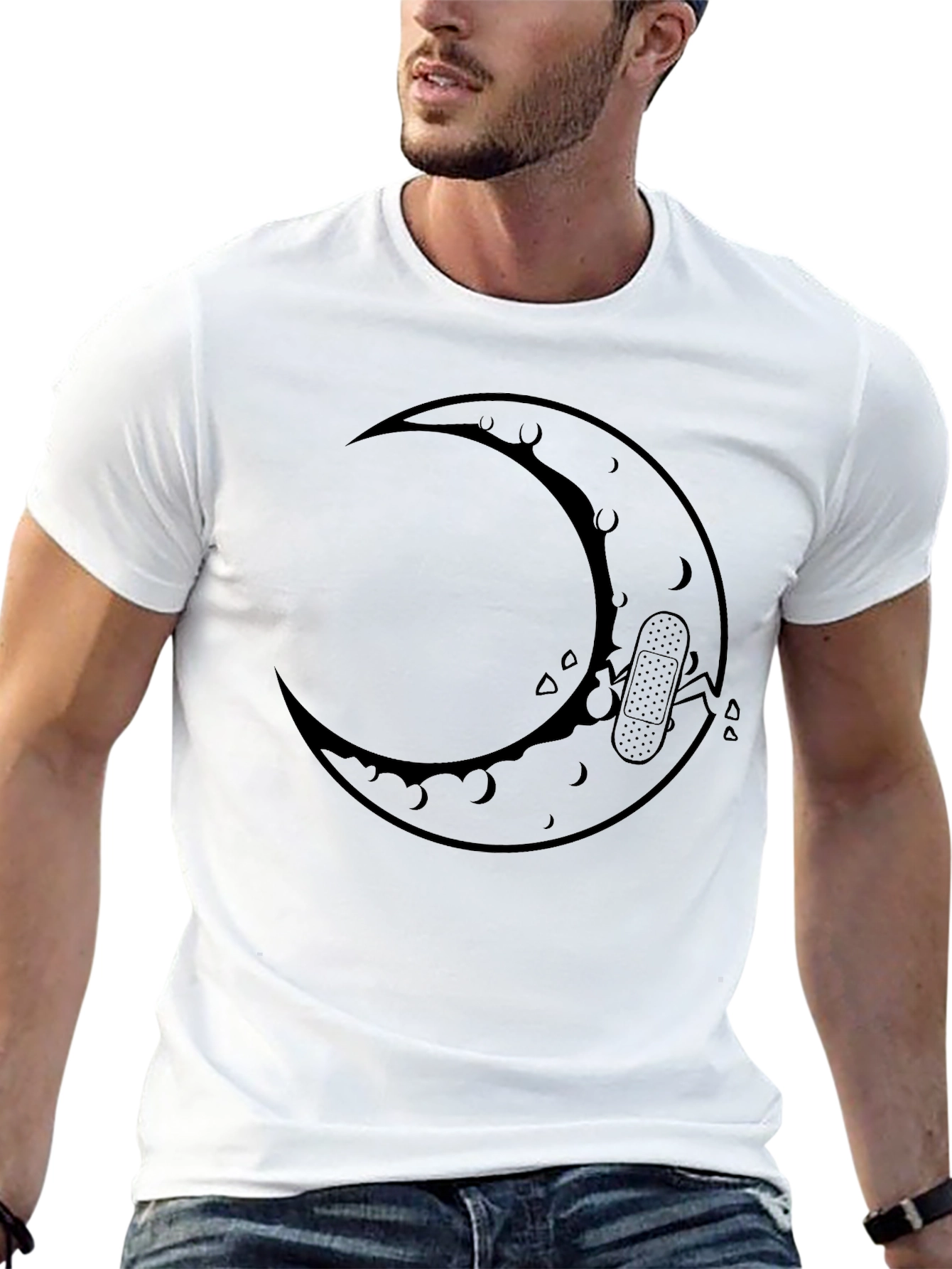 Crescent Moon Bandage T-Shirt - Black