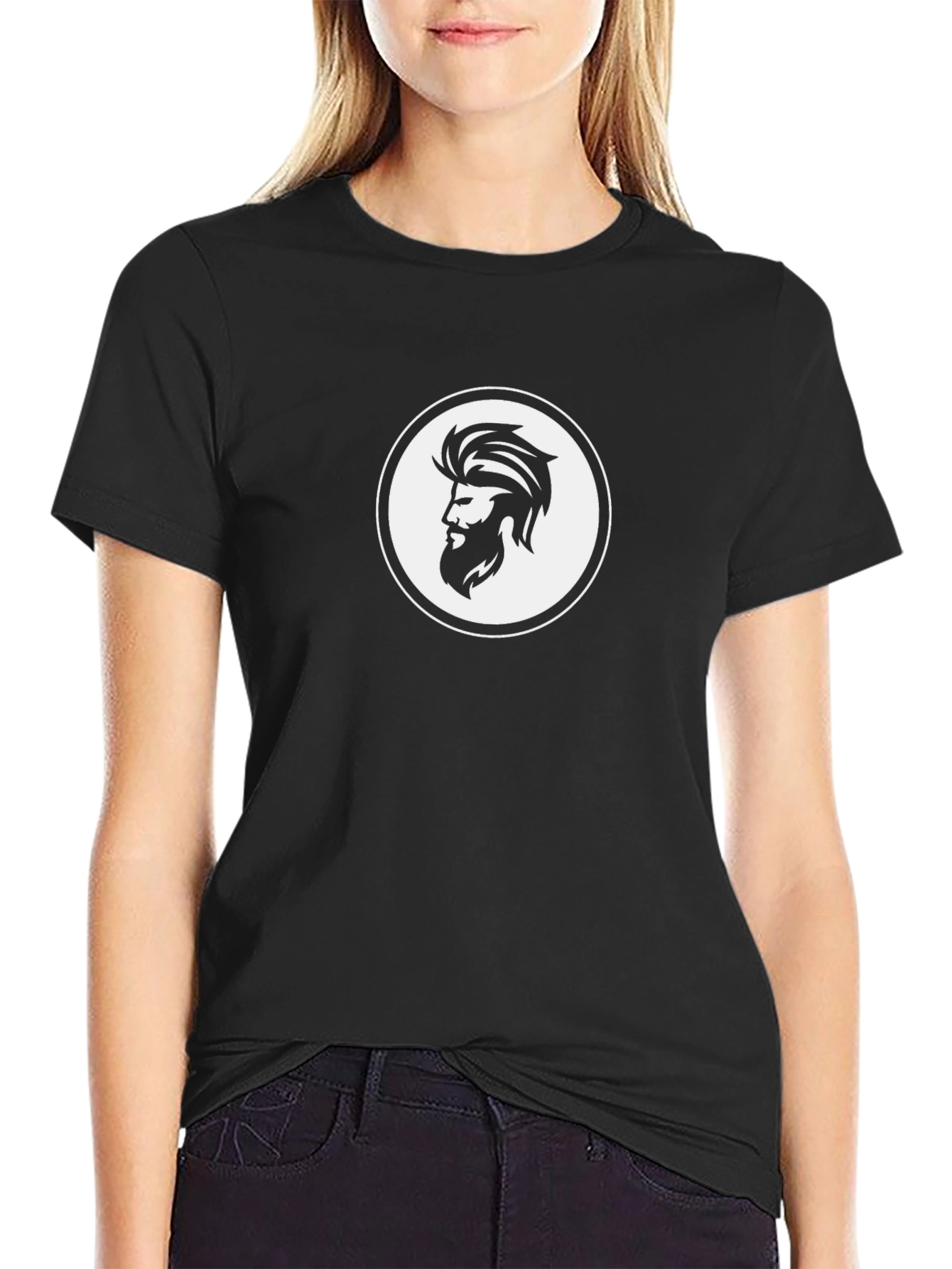 Bearded Man Logo Black T-Shirt